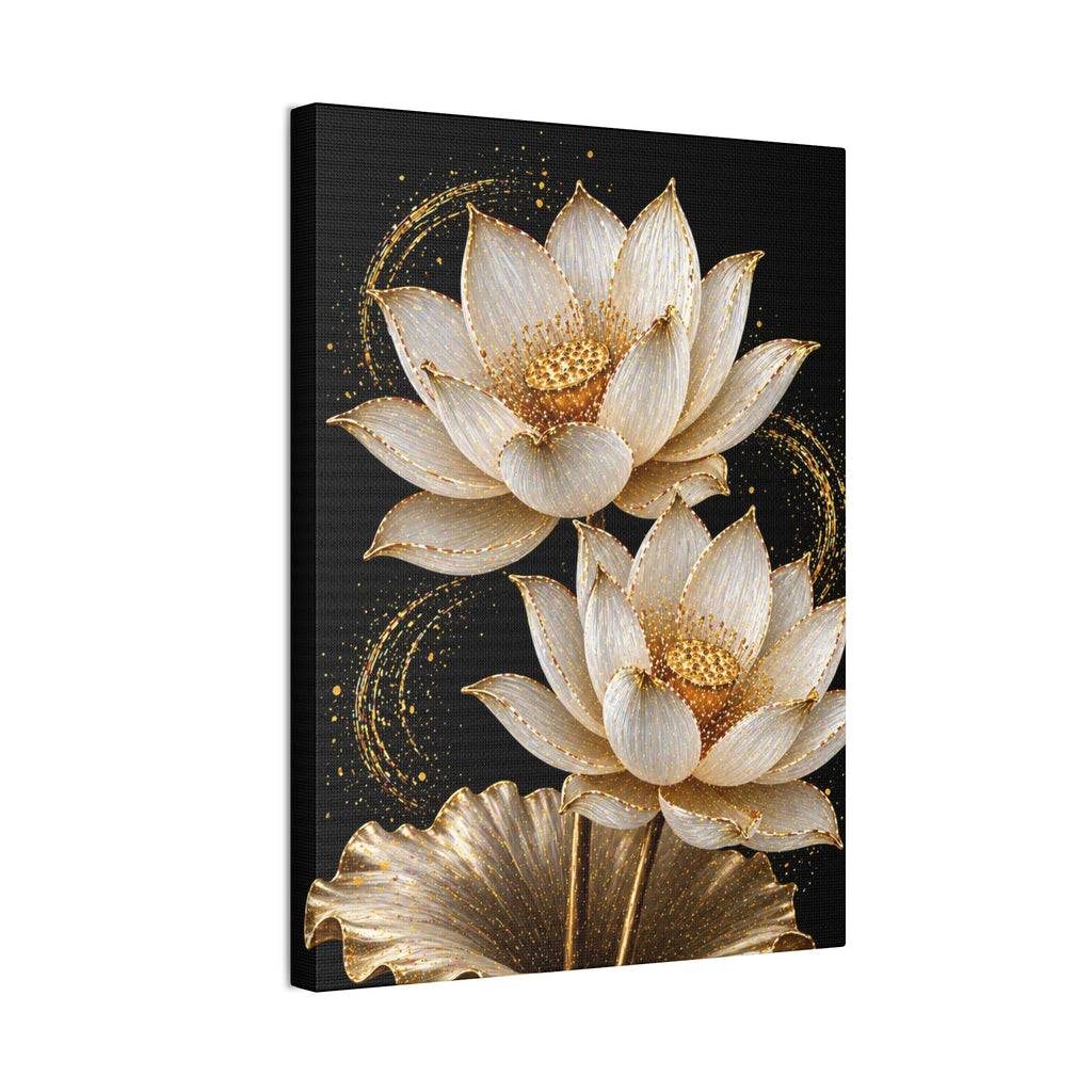Golden Lotus Canvas Print — Elegant Floral Wall Art