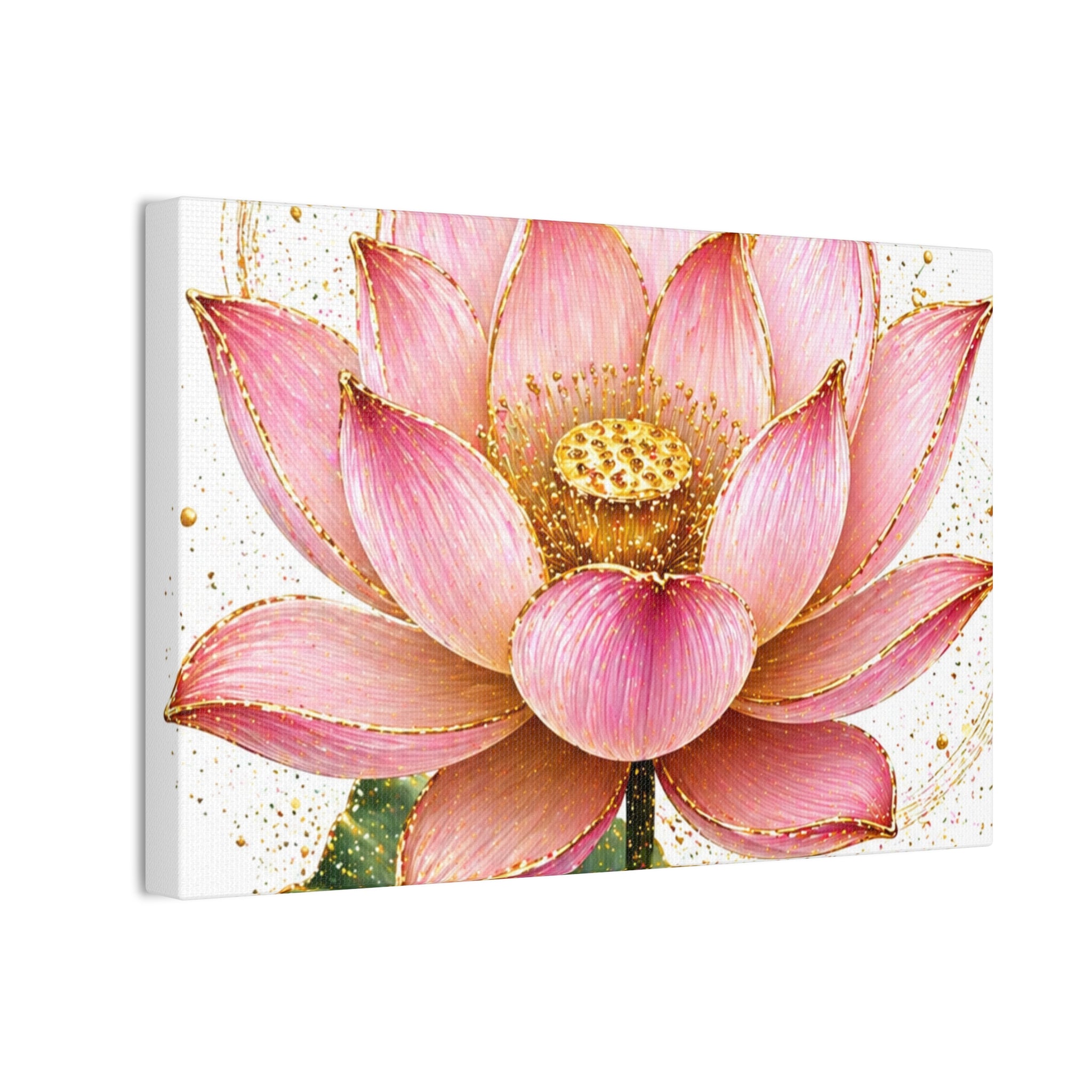 Pink Lotus Canvas Wall Art — Stretched Floral Canvas Print