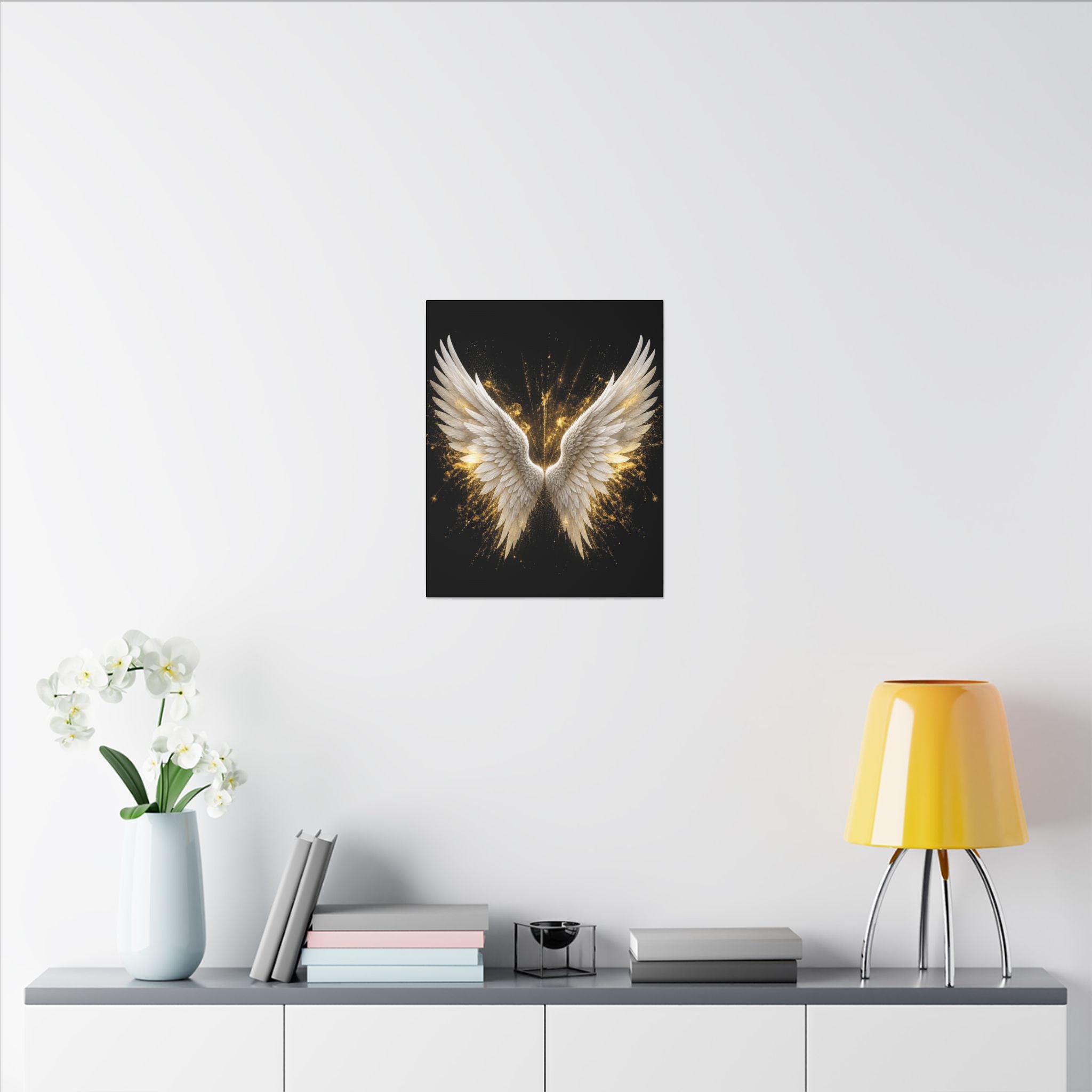Angel Wings Canvas Print – Golden Feather Wall Art