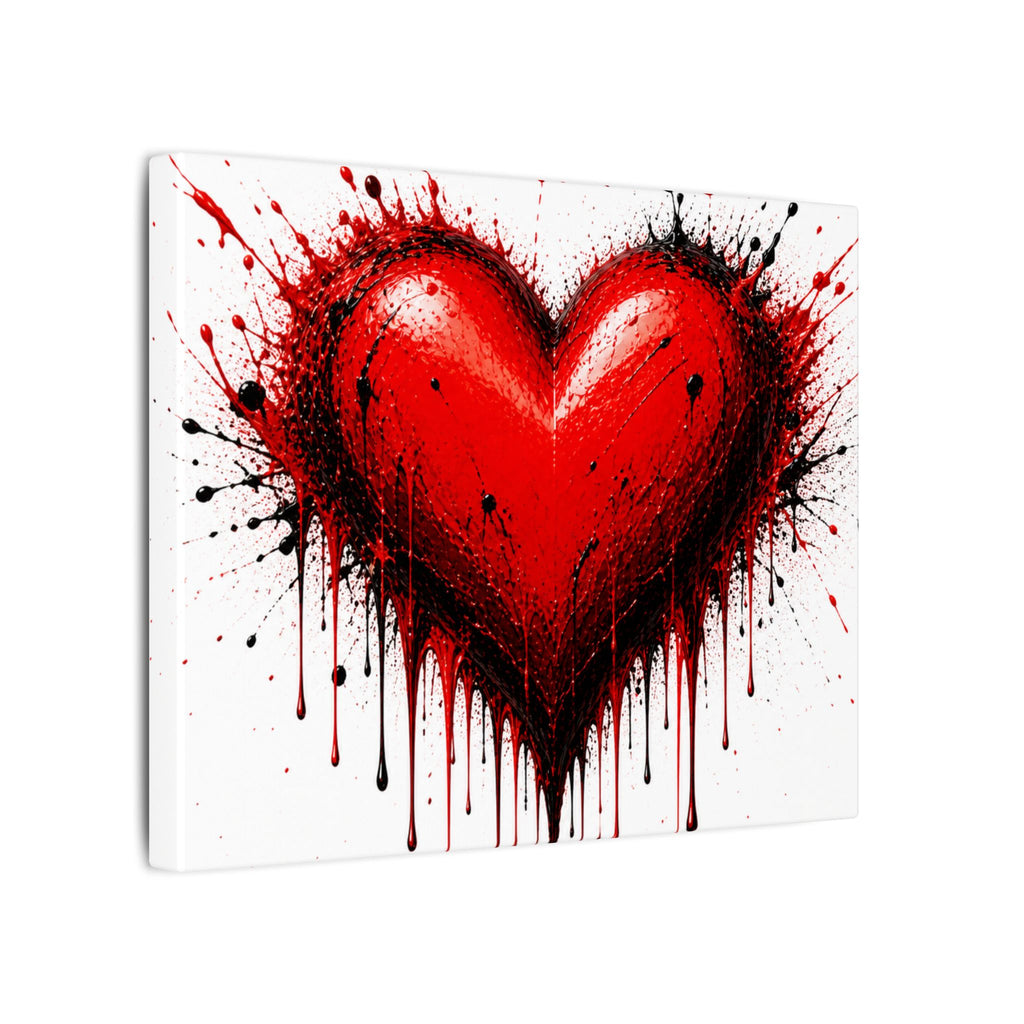 Dripping Red Heart Matte Canvas Wall Art — Bold Graffiti Love Print