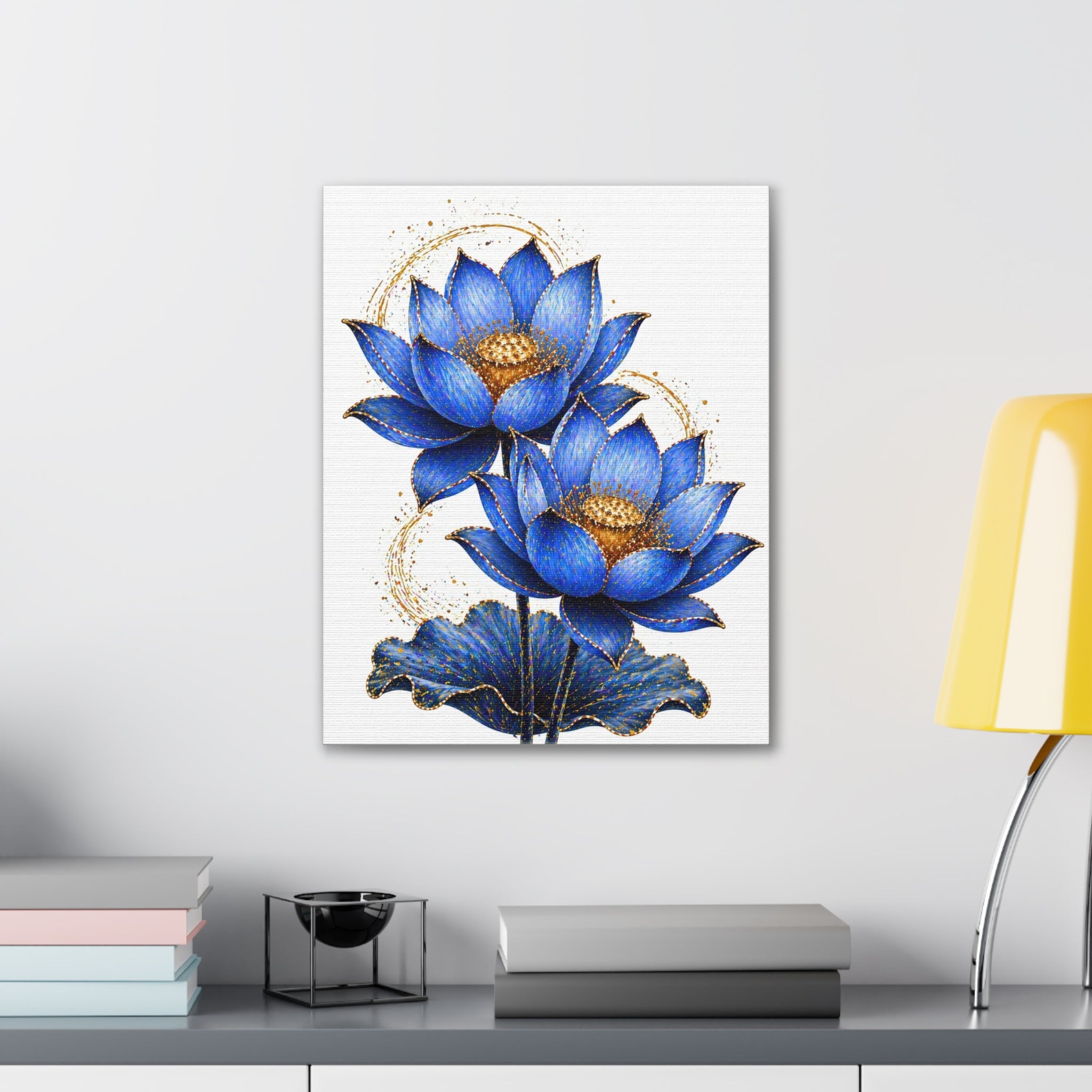 Blue Lotus Canvas Wall Art — Stretched 0.75" Botanical Print