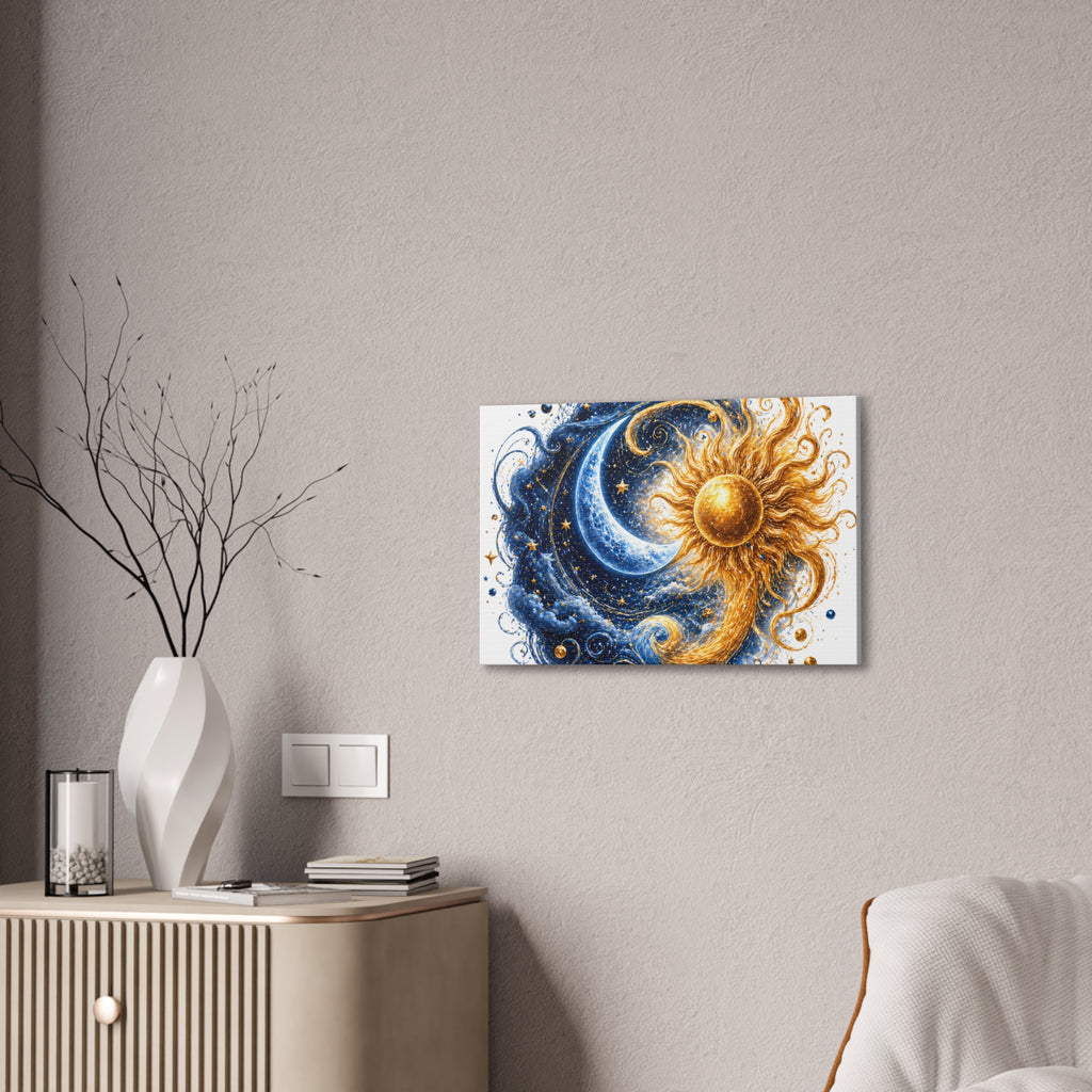 Sun and Moon Wall Art Canvas - Cosmic Celestial Painting