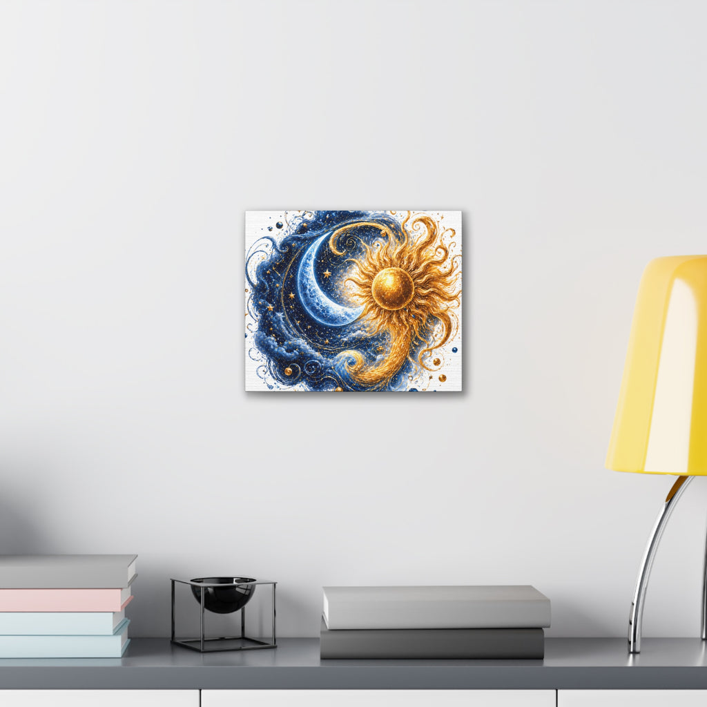 Sun and Moon Wall Art Canvas - Cosmic Celestial Painting