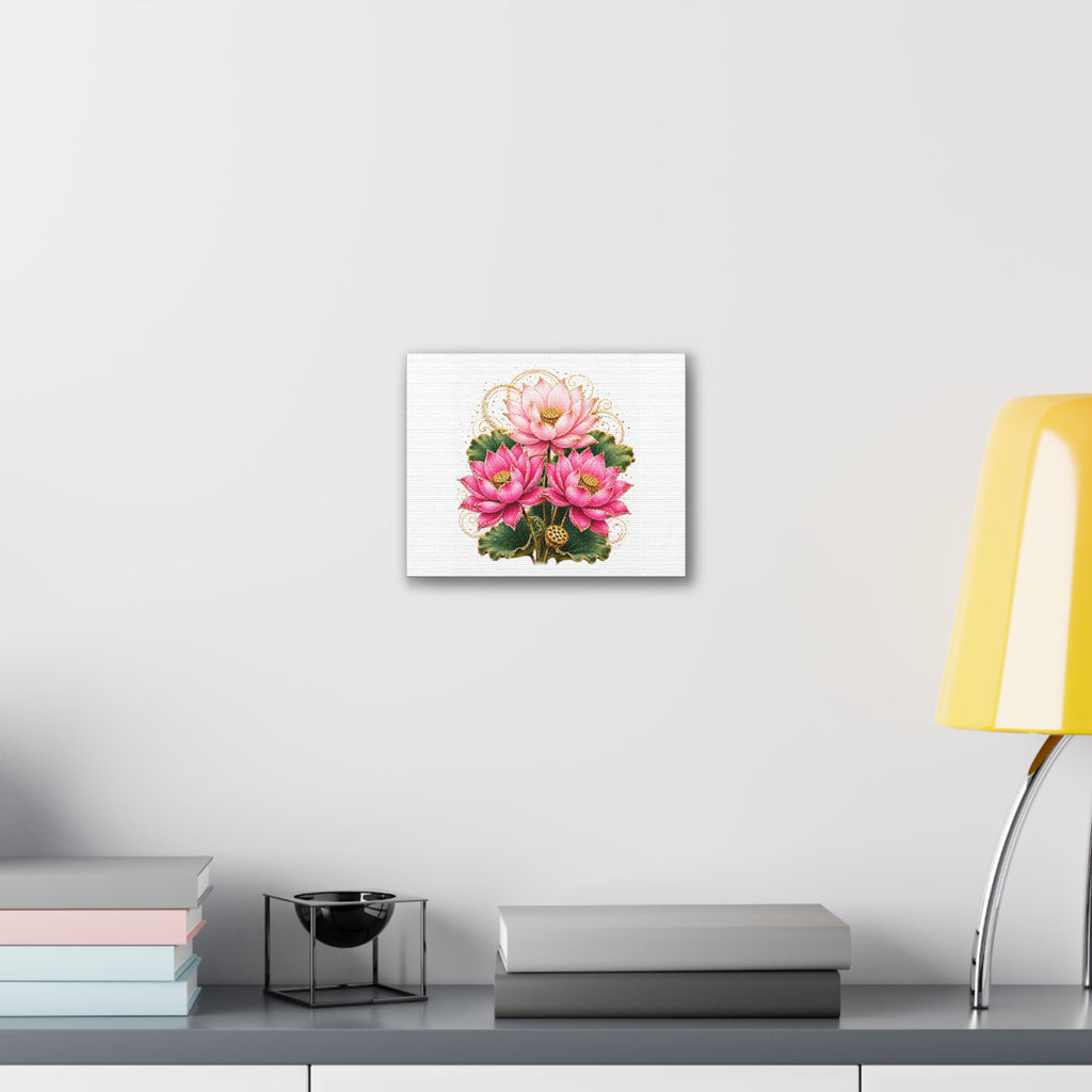 Lotus Floral Canvas Wall Art — Pink Lotus Stretched Canvas Print