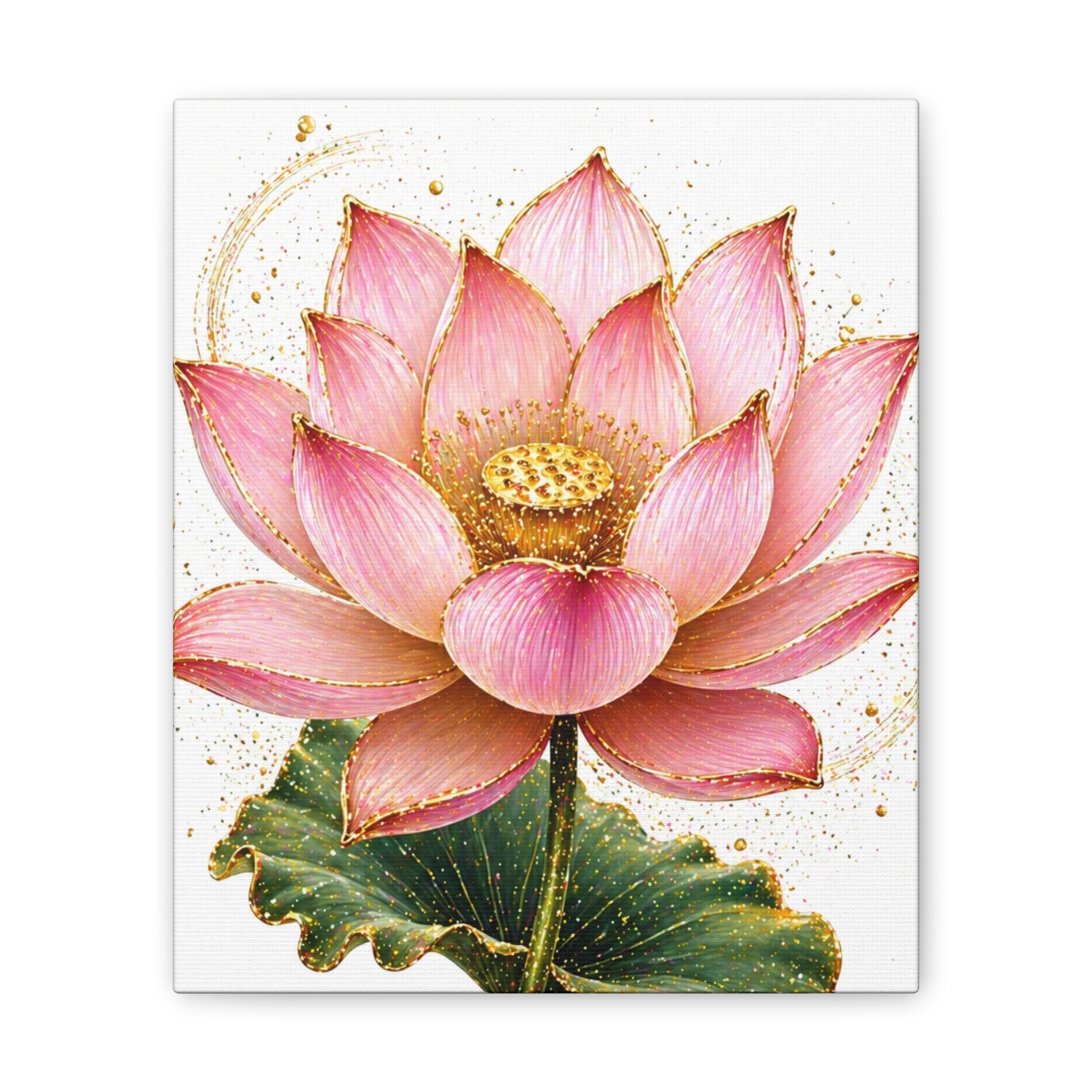 Pink Lotus Canvas Wall Art — Stretched Floral Canvas Print