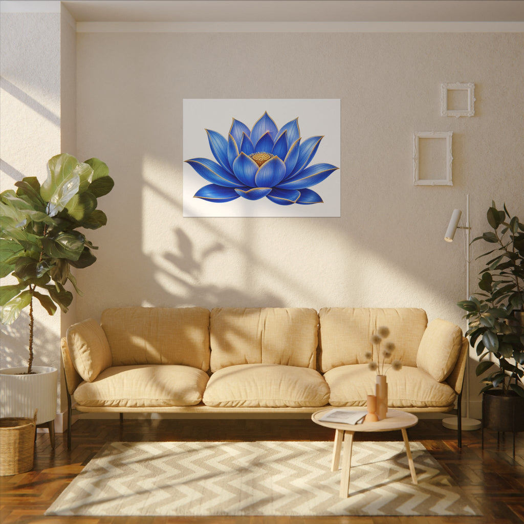 Blue Lotus Canvas Wall Art — Stretched Matte Floral Print