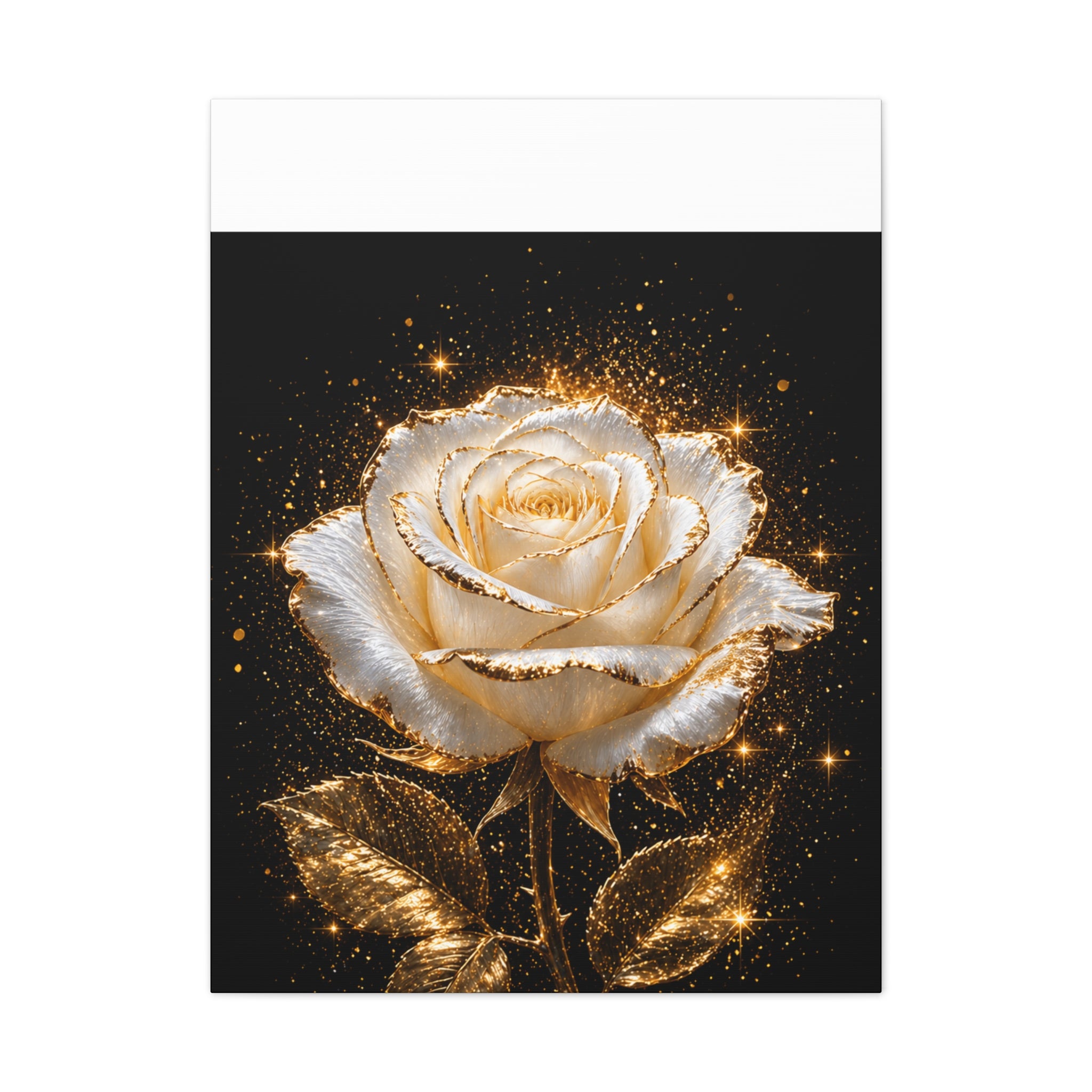 Golden Sparkle Rose Canvas Print — Glam Floral Wall Art