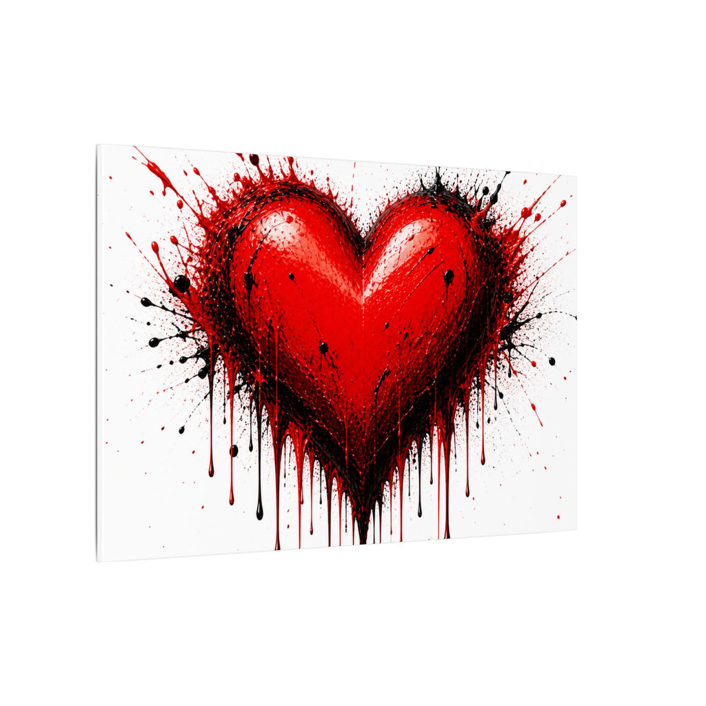 Dripping Red Heart Matte Canvas Wall Art — Bold Graffiti Love Print