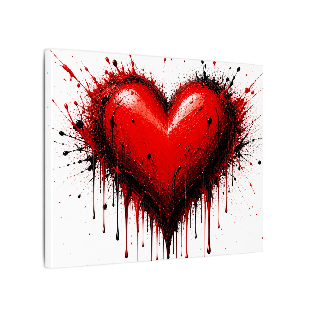 Dripping Red Heart Matte Canvas Wall Art — Bold Graffiti Love Print