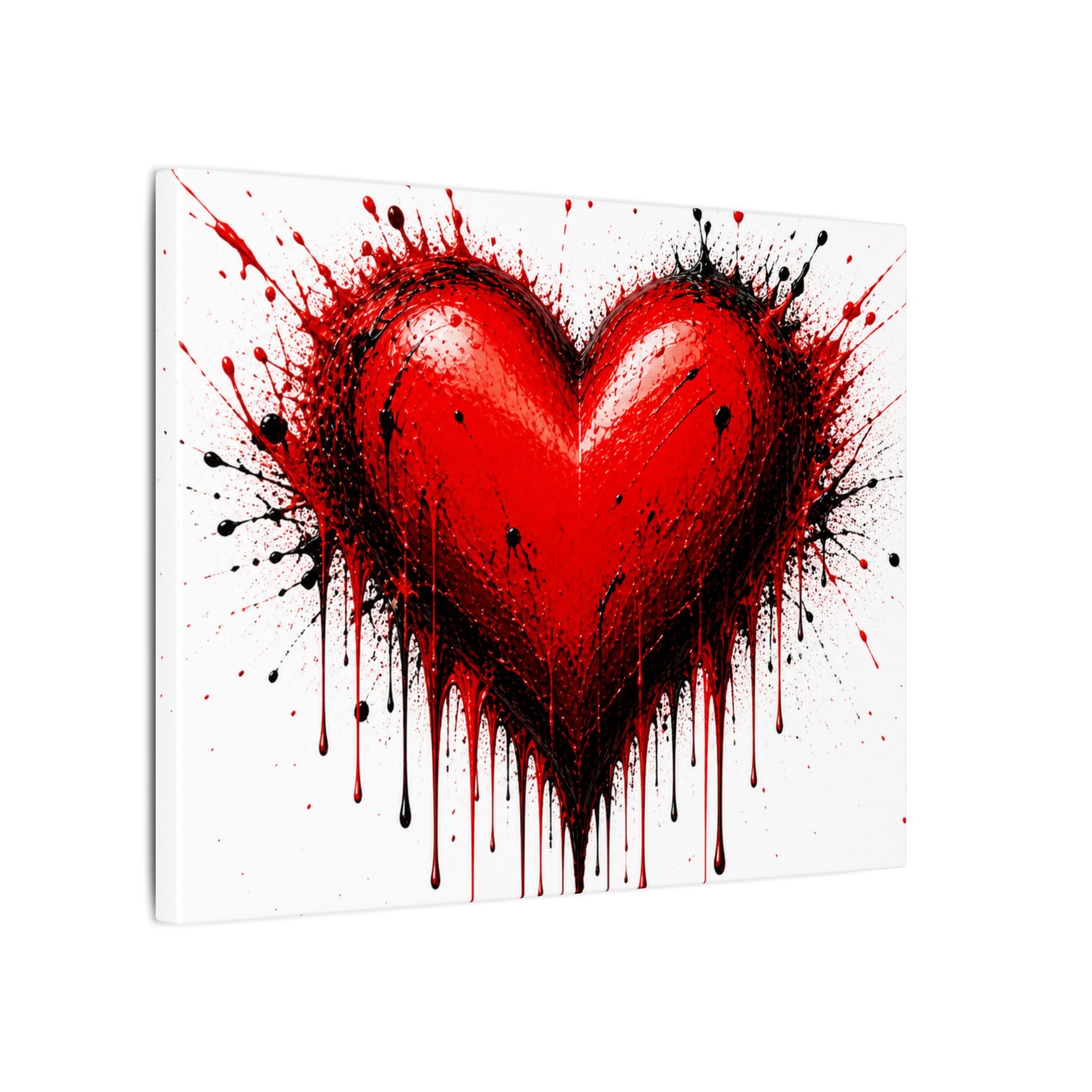 Dripping Red Heart Matte Canvas Wall Art — Bold Graffiti Love Print