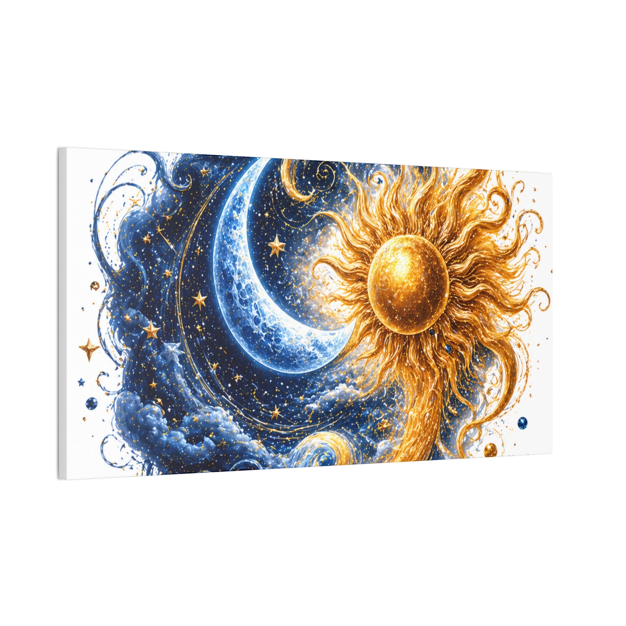 Sun and Moon Wall Art Canvas - Cosmic Celestial Painting
