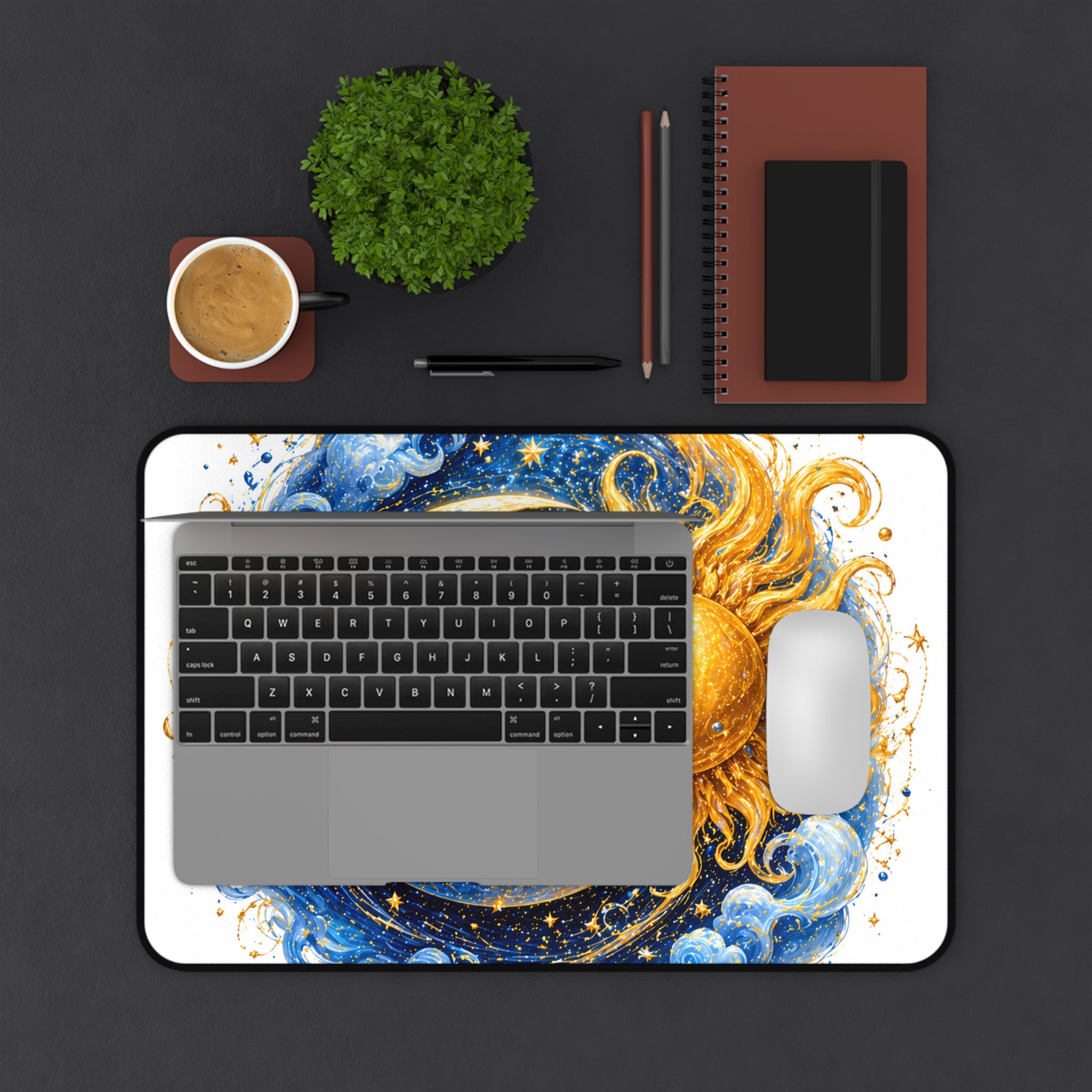 Sun & Moon Desk Mat — Celestial Starry Mouse Pad for Astrology Lovers