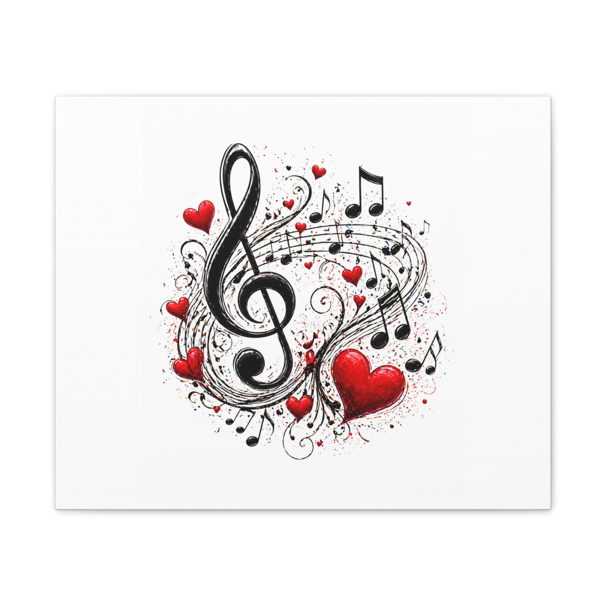 Music Lover Canvas Print – Treble Clef & Hearts Wall Art