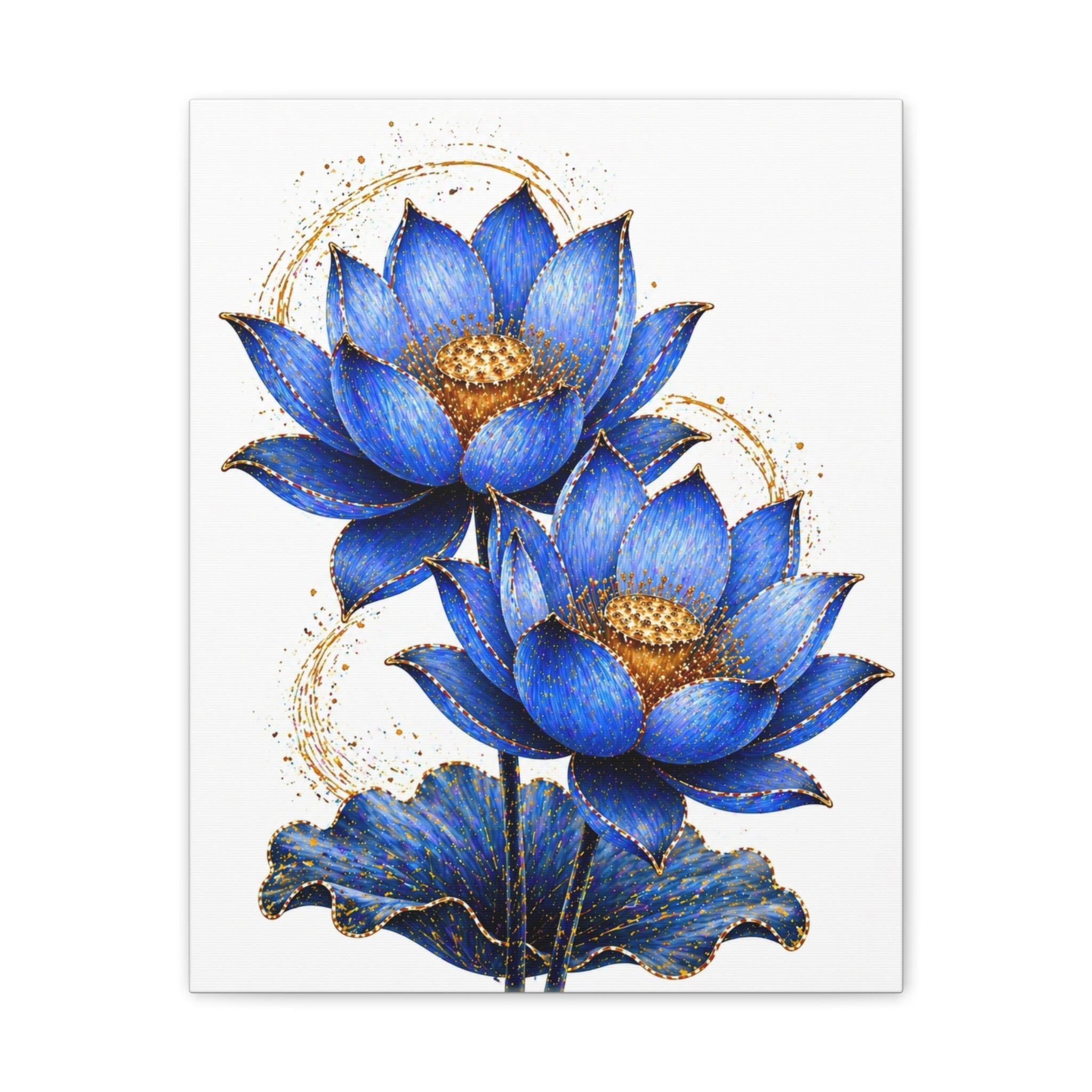 Blue Lotus Canvas Wall Art — Stretched 0.75" Botanical Print