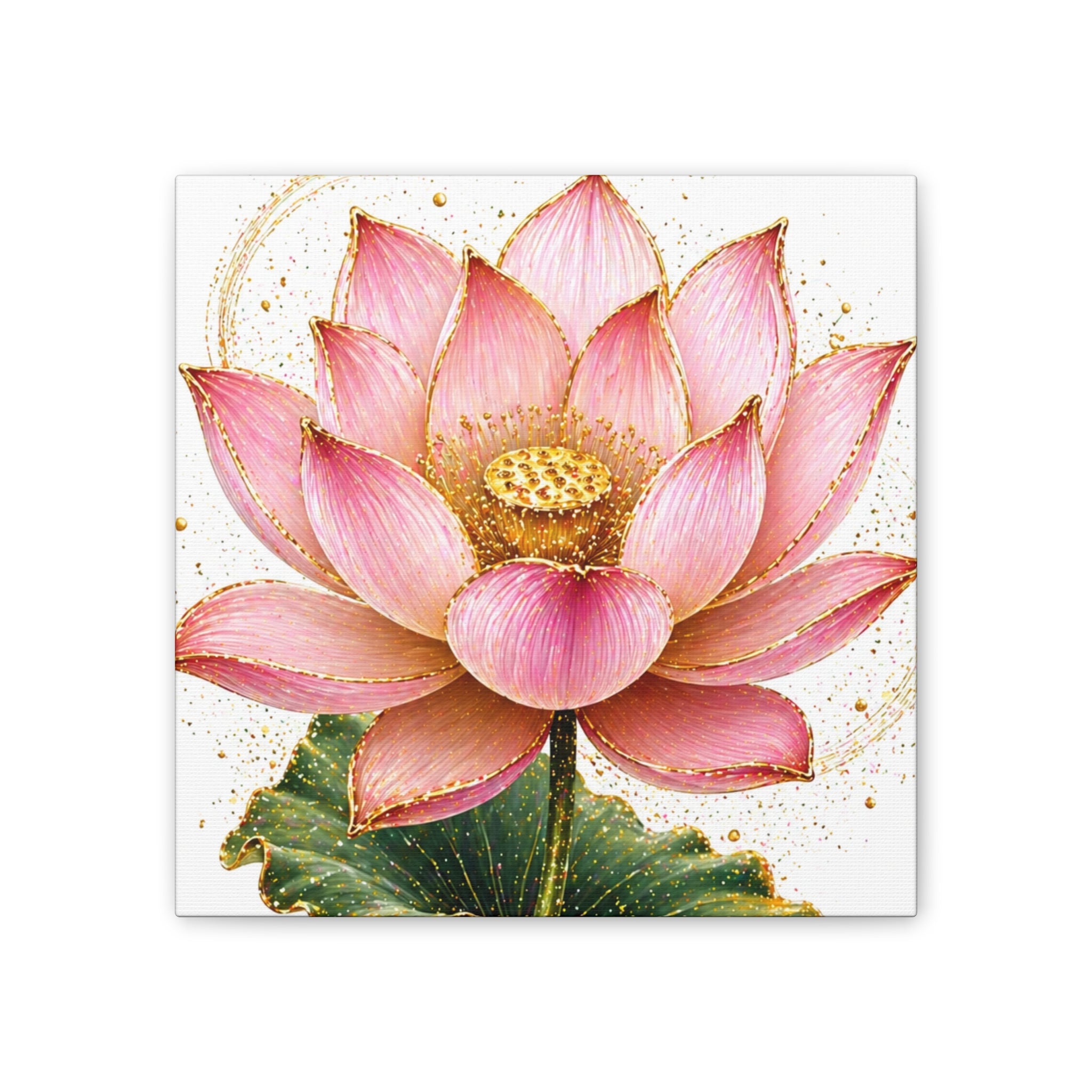 Pink Lotus Canvas Wall Art — Stretched Floral Canvas Print
