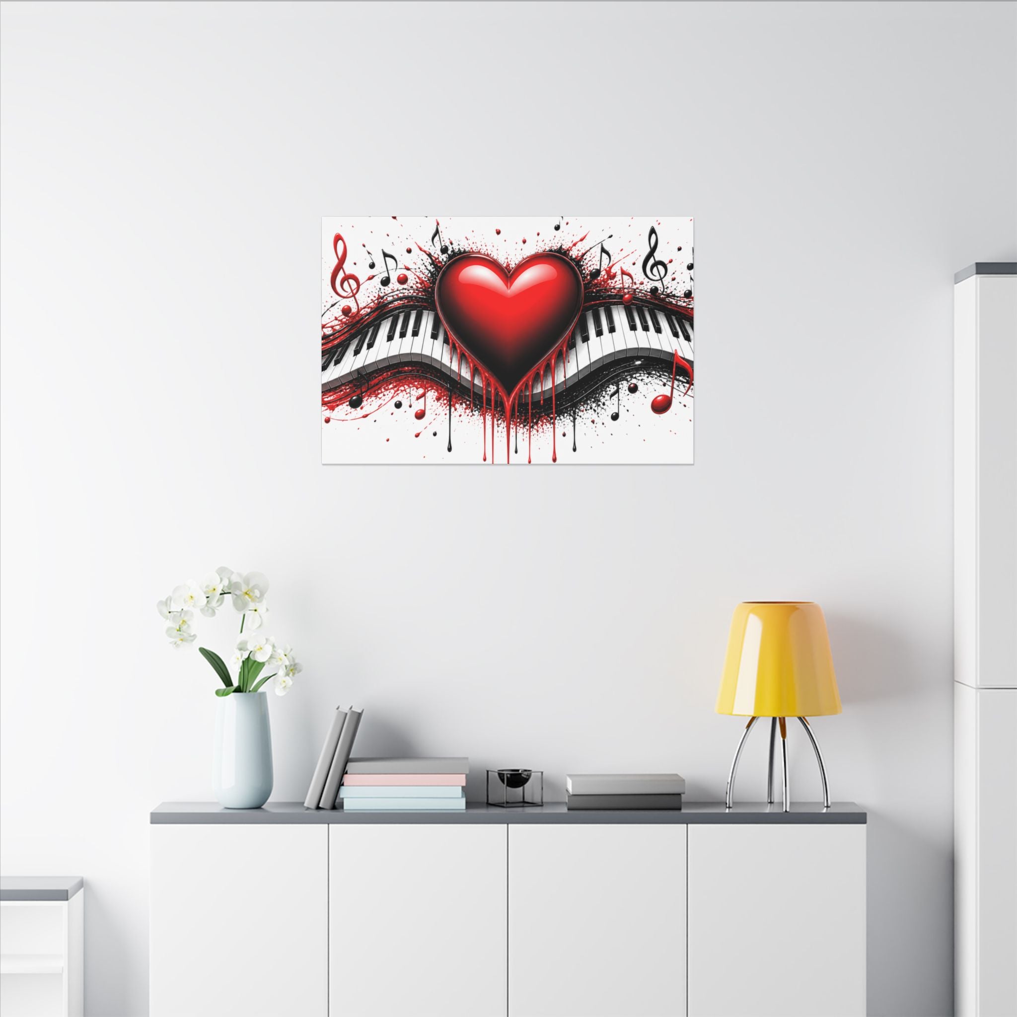 Dripping Red Heart Piano Matte Canvas