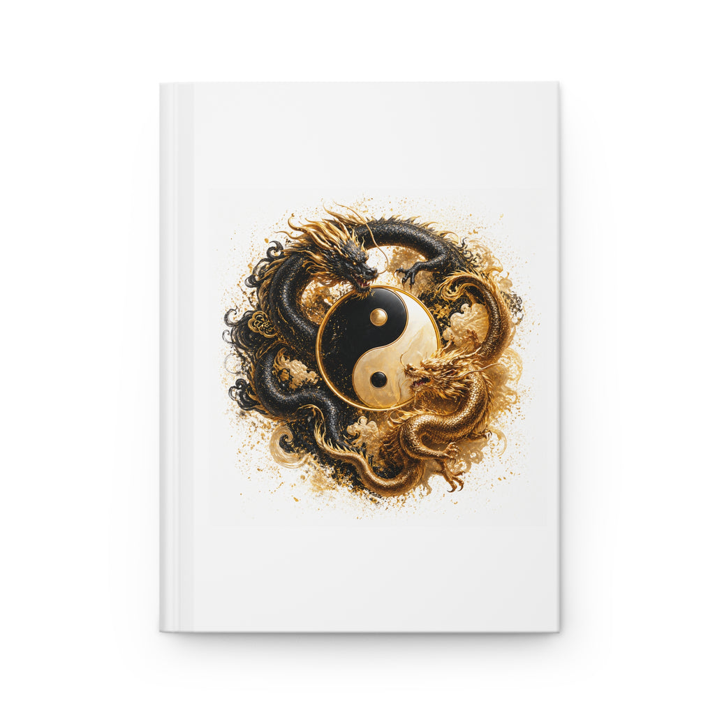 Yin Yang Dragon Hardcover Journal — Gold & Black Eastern Balance Notebook