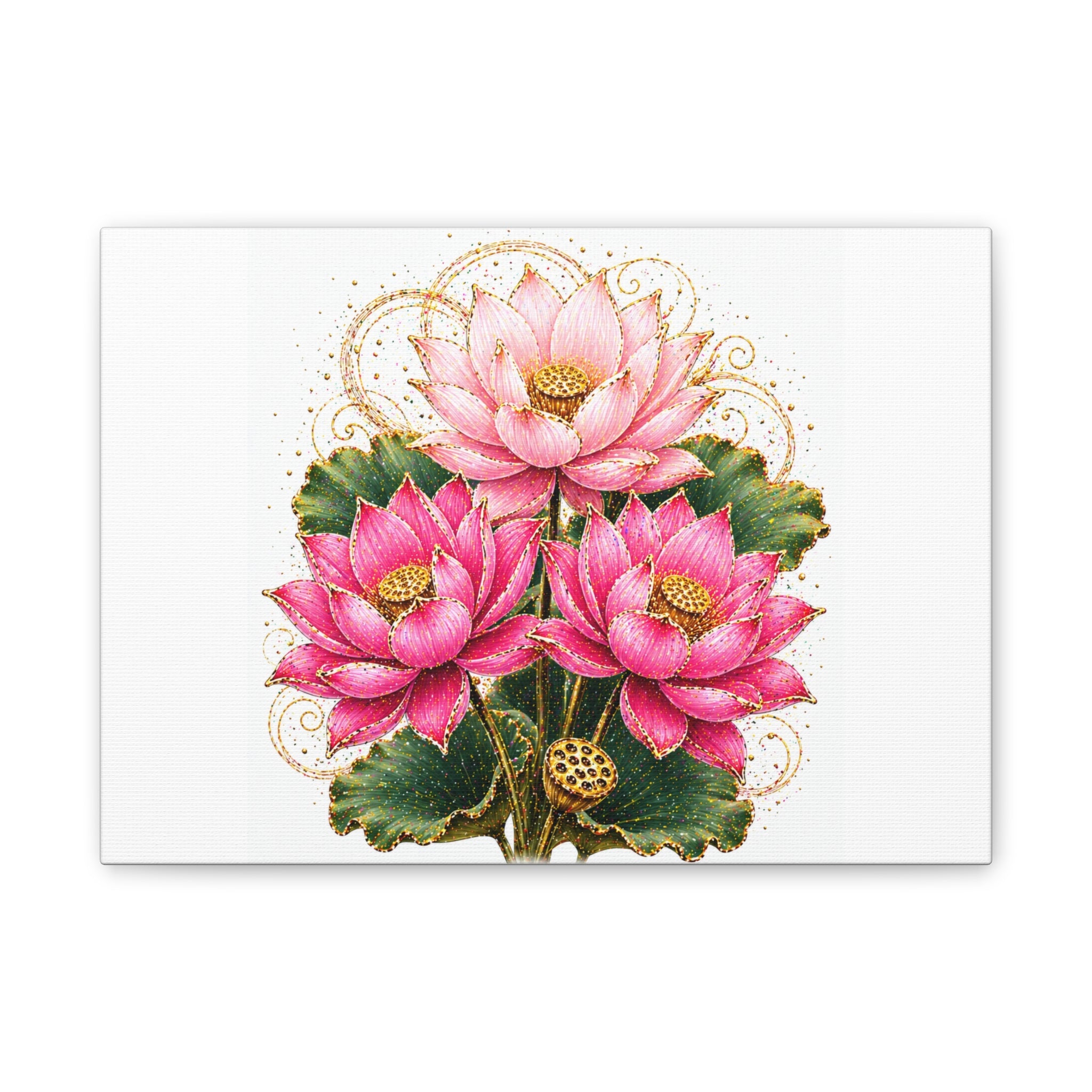 Lotus Floral Canvas Wall Art — Pink Lotus Stretched Canvas Print