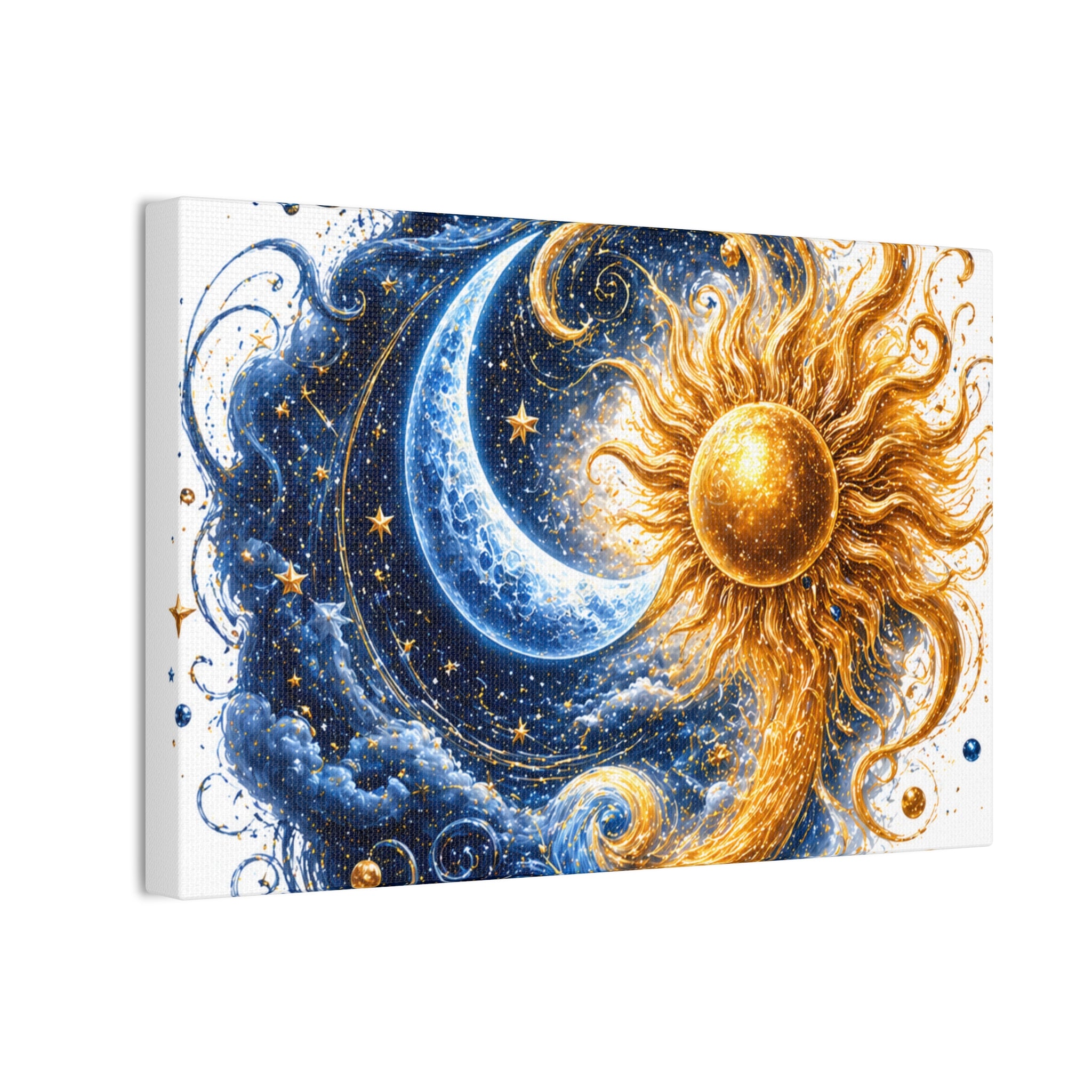 Sun and Moon Wall Art Canvas - Cosmic Celestial Painting