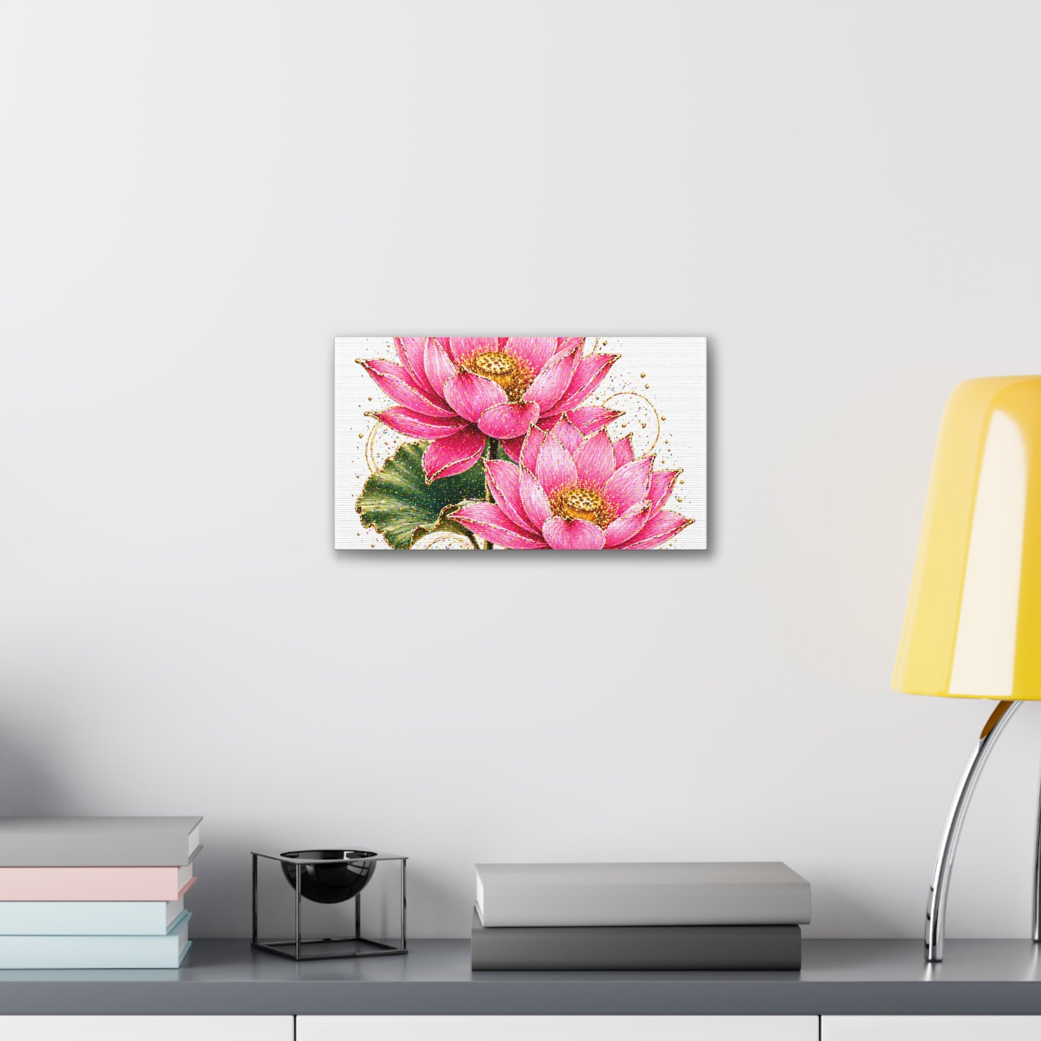 Pink Lotus Canvas Wall Art — Stretched Floral Canvas Print