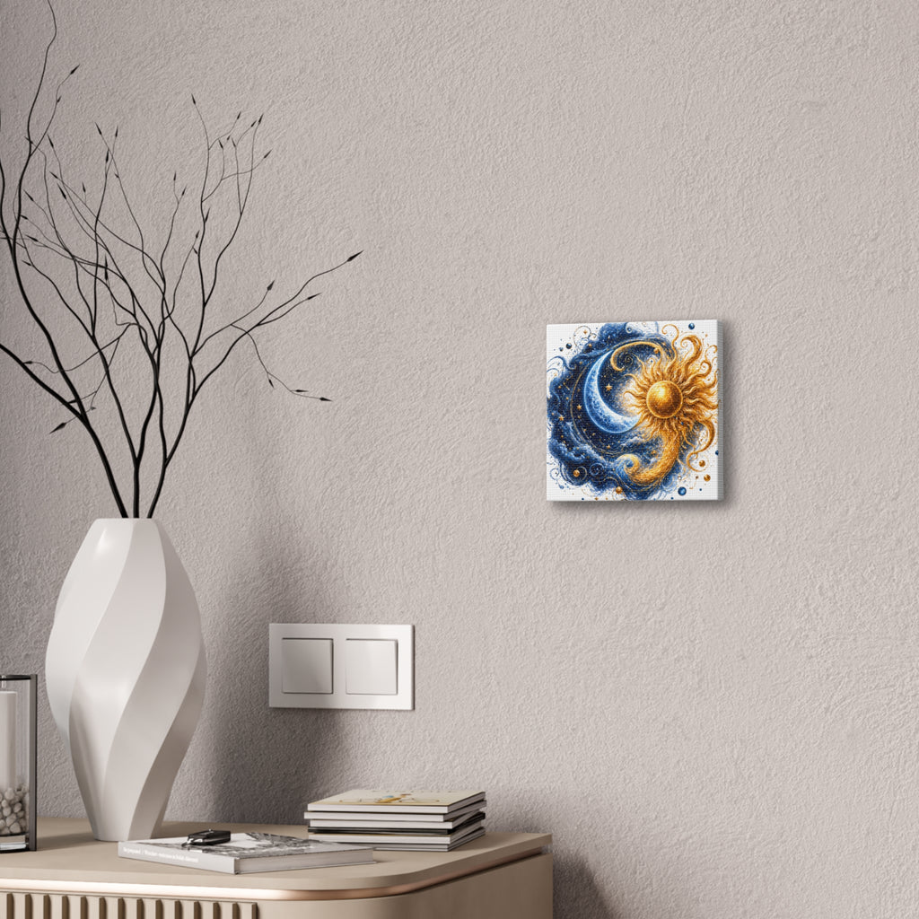 Sun and Moon Wall Art Canvas - Cosmic Celestial Painting