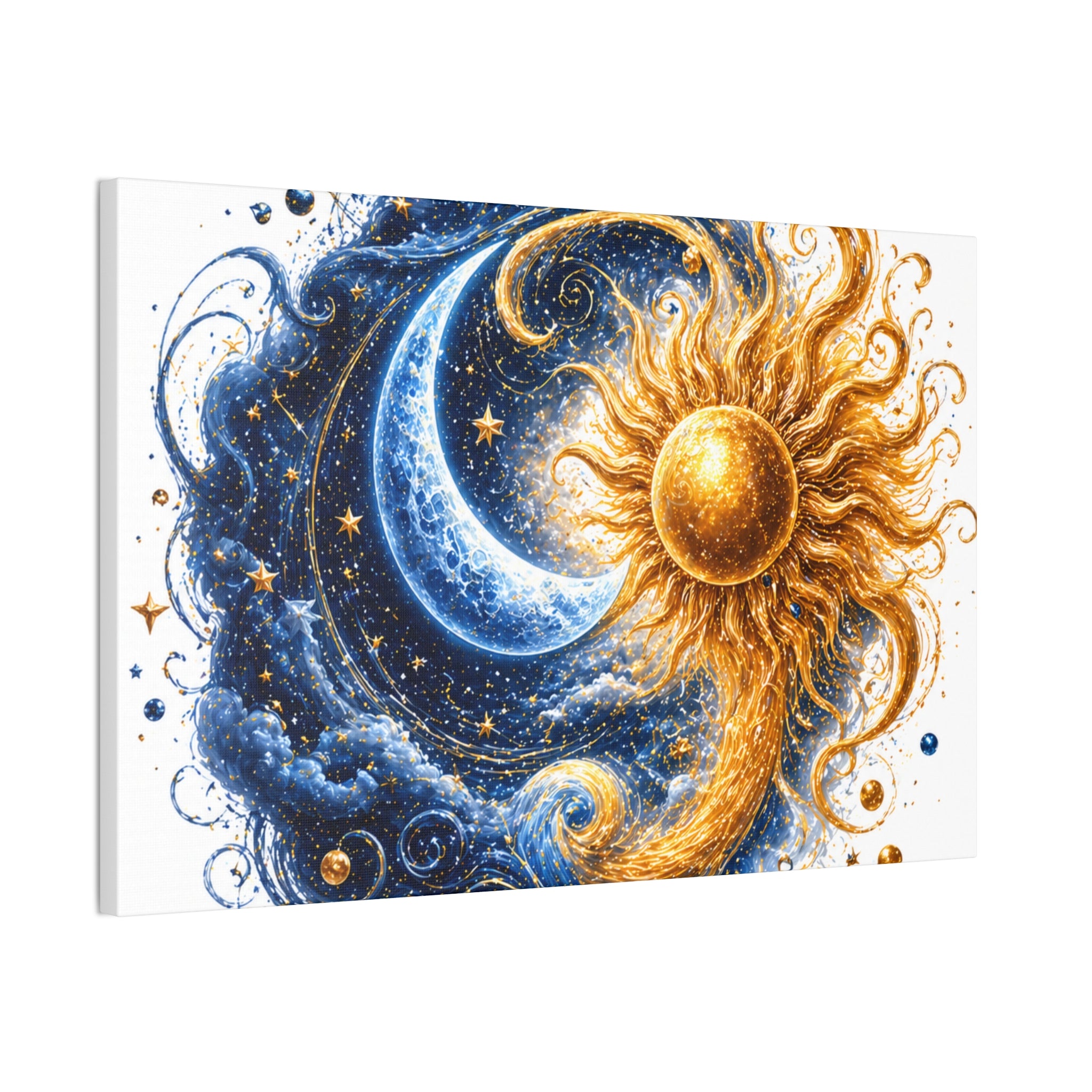 Sun and Moon Wall Art Canvas - Cosmic Celestial Painting
