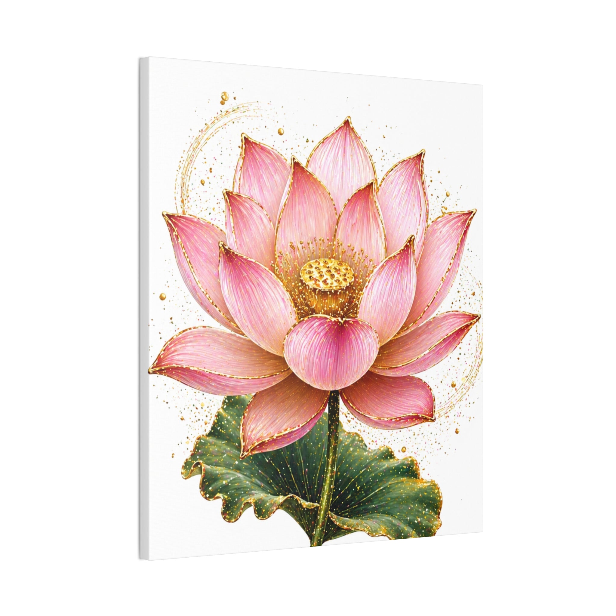 Pink Lotus Canvas Wall Art — Stretched Floral Canvas Print
