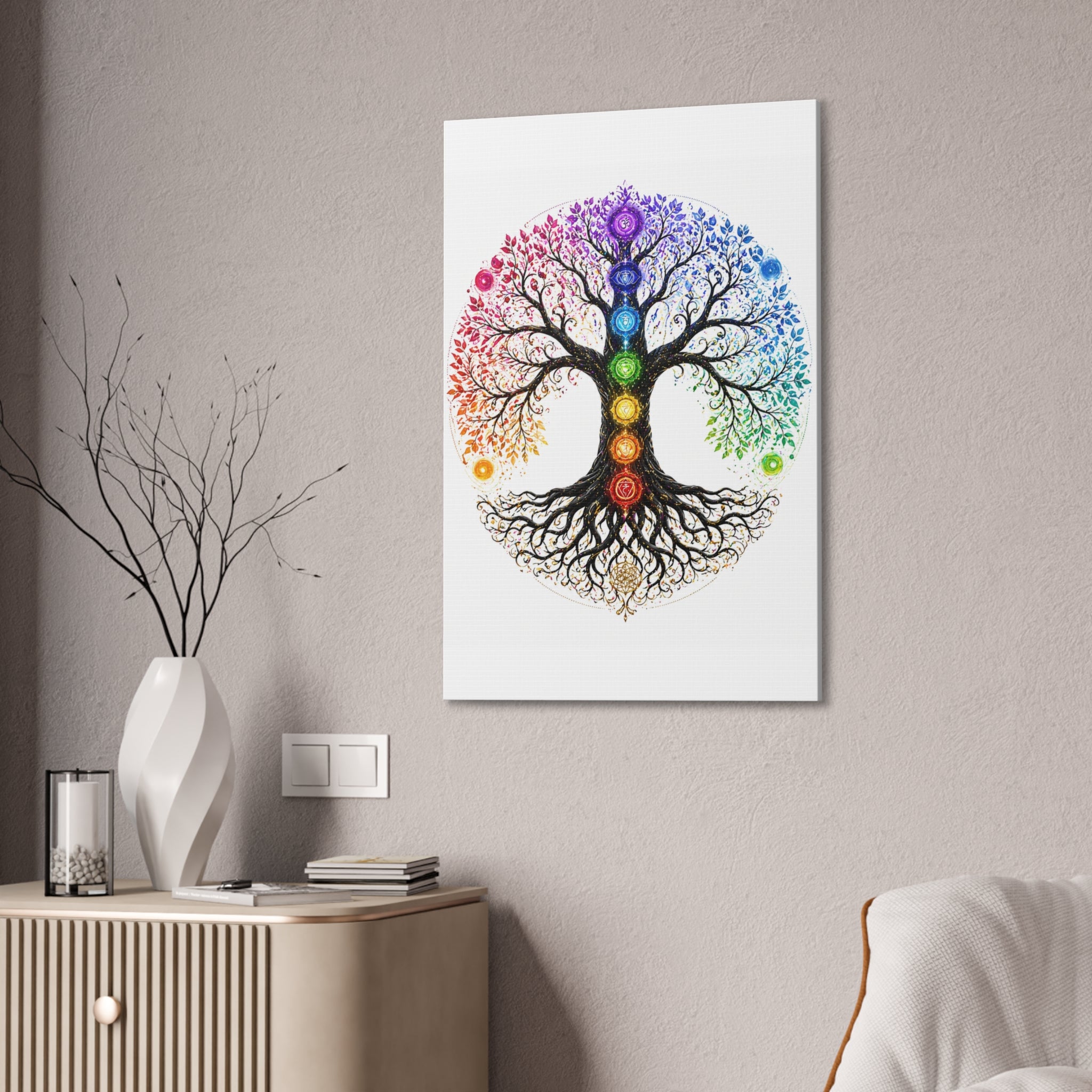 Chakra Tree of Life Canvas Art — Rainbow Chakra Wall Print