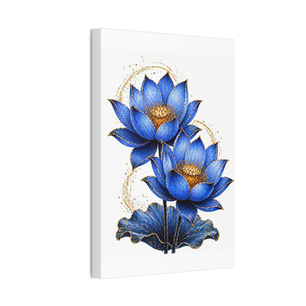 Blue Lotus Canvas Wall Art — Stretched 0.75" Botanical Print