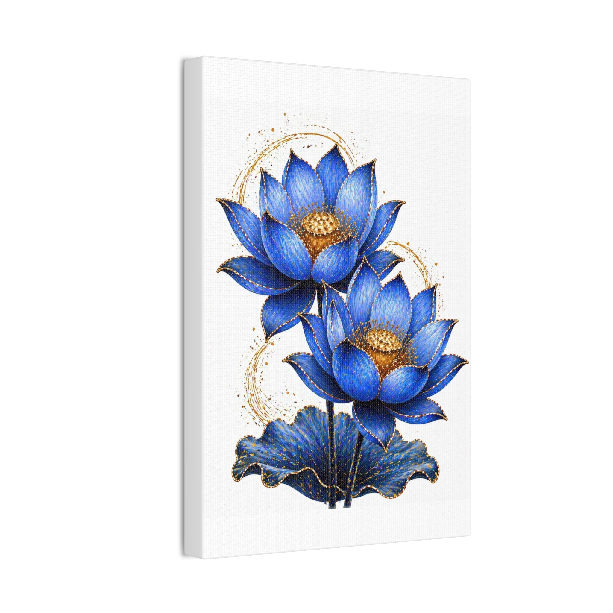 Blue Lotus Canvas Wall Art — Stretched 0.75" Botanical Print
