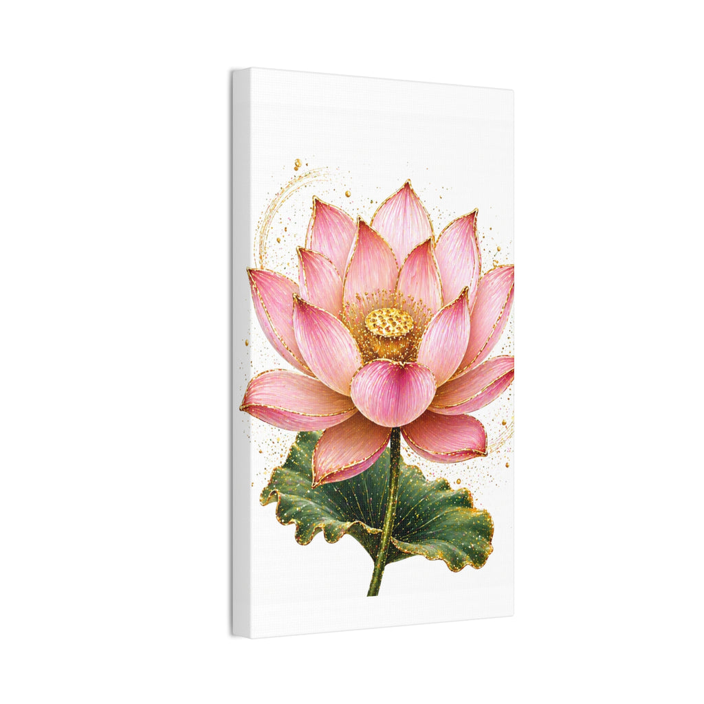 Pink Lotus Canvas Wall Art — Stretched Floral Canvas Print