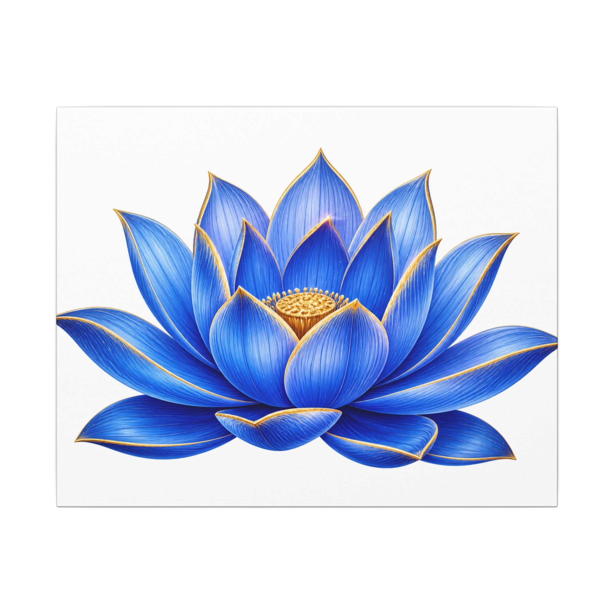 Blue Lotus Canvas Wall Art — Stretched Matte Floral Print