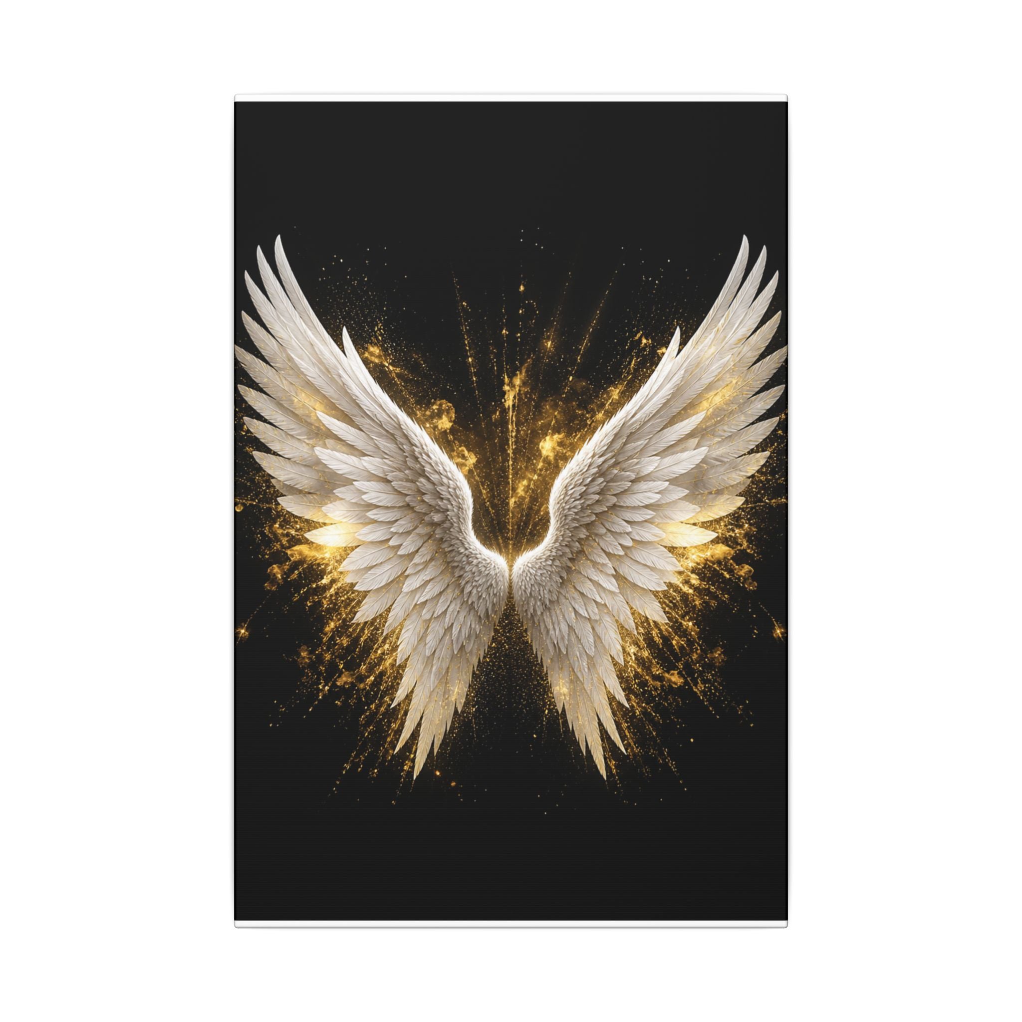 Angel Wings Canvas Print – Golden Feather Wall Art