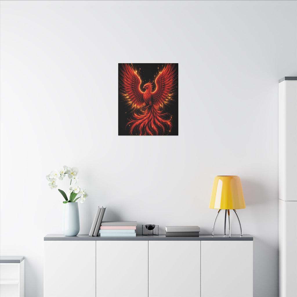 Fiery Phoenix Matte Stretched Canvas