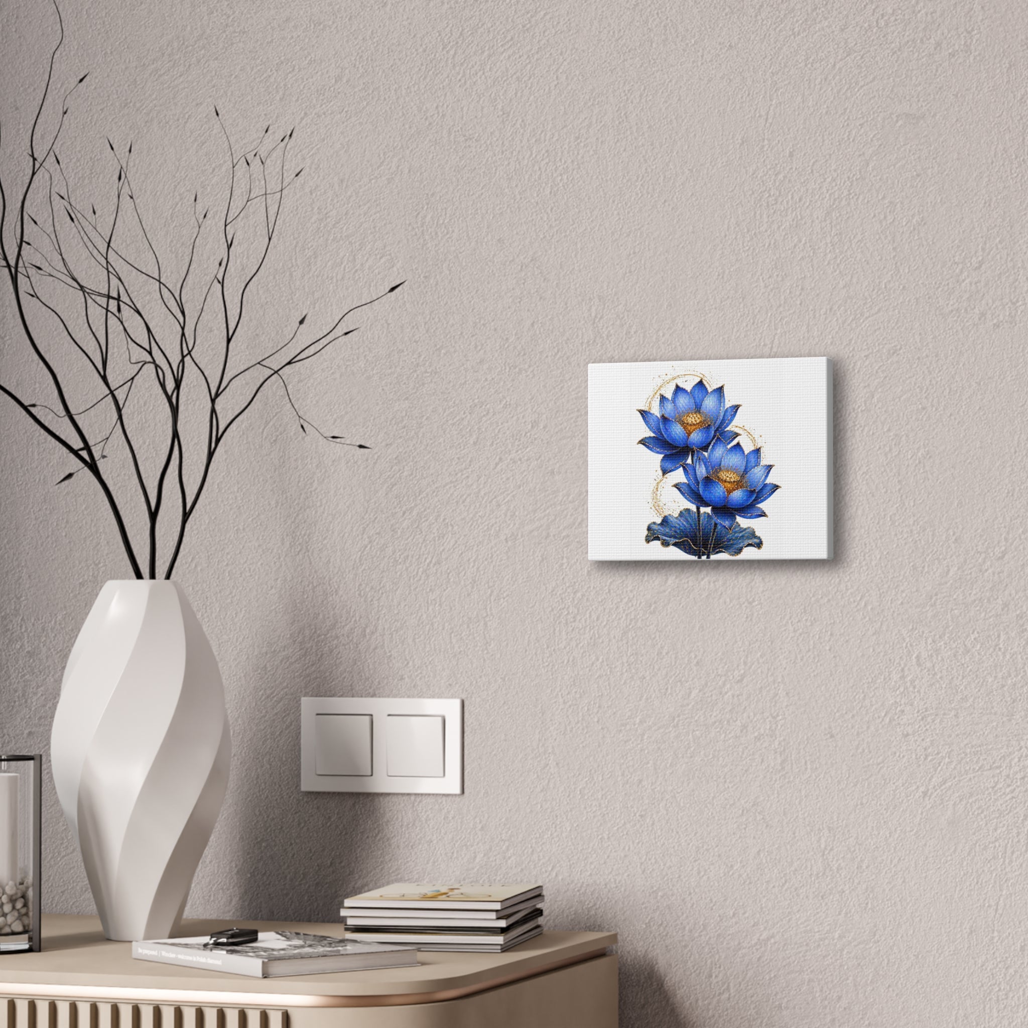 Blue Lotus Canvas Wall Art — Stretched 0.75" Botanical Print