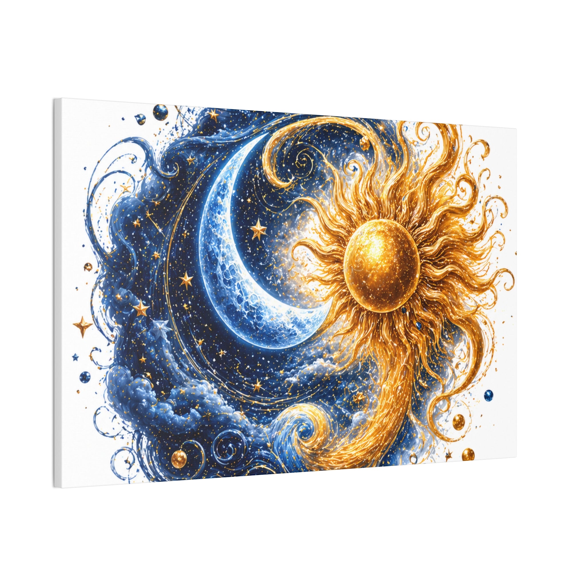 Sun and Moon Wall Art Canvas - Cosmic Celestial Painting