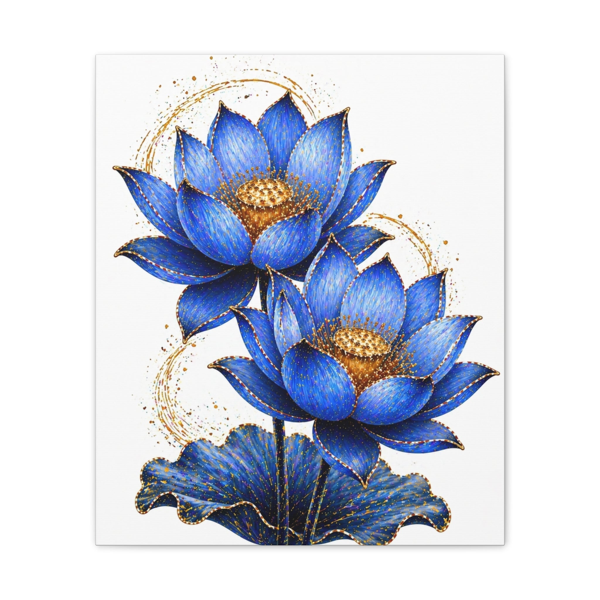 Blue Lotus Canvas Wall Art — Stretched 0.75" Botanical Print