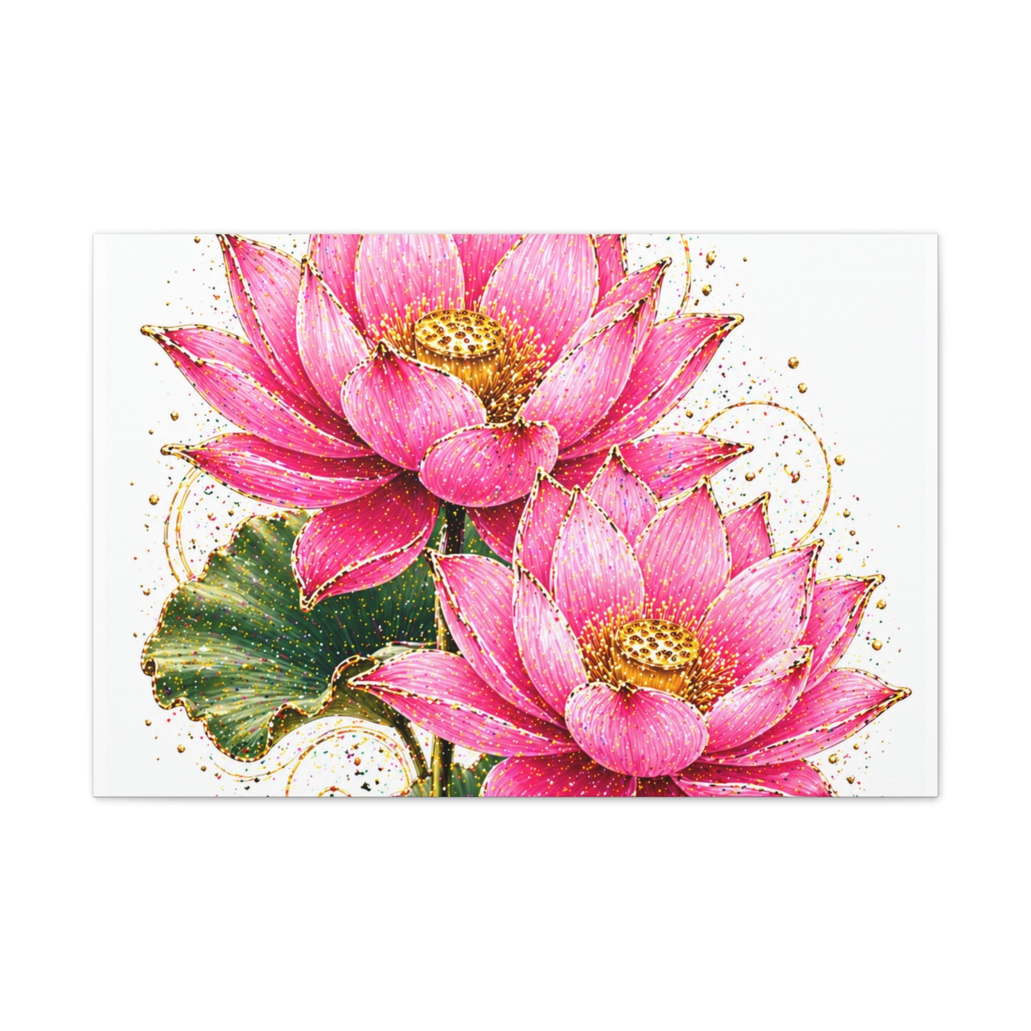 Pink Lotus Canvas Wall Art — Stretched Floral Canvas Print