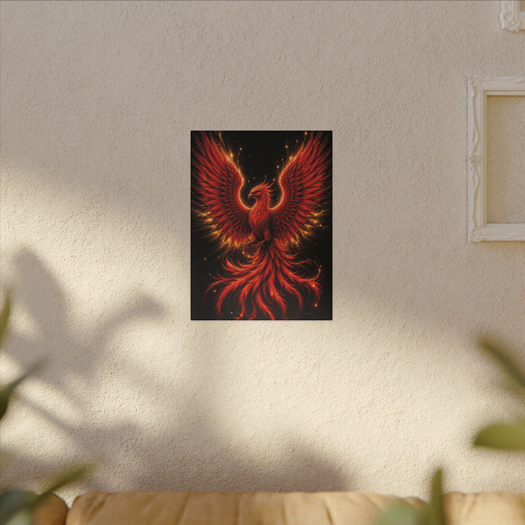 Fiery Phoenix Matte Stretched Canvas