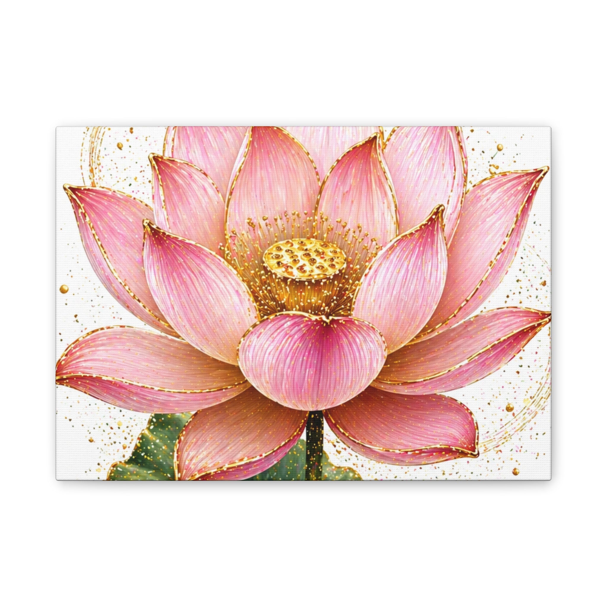 Pink Lotus Canvas Wall Art — Stretched Floral Canvas Print