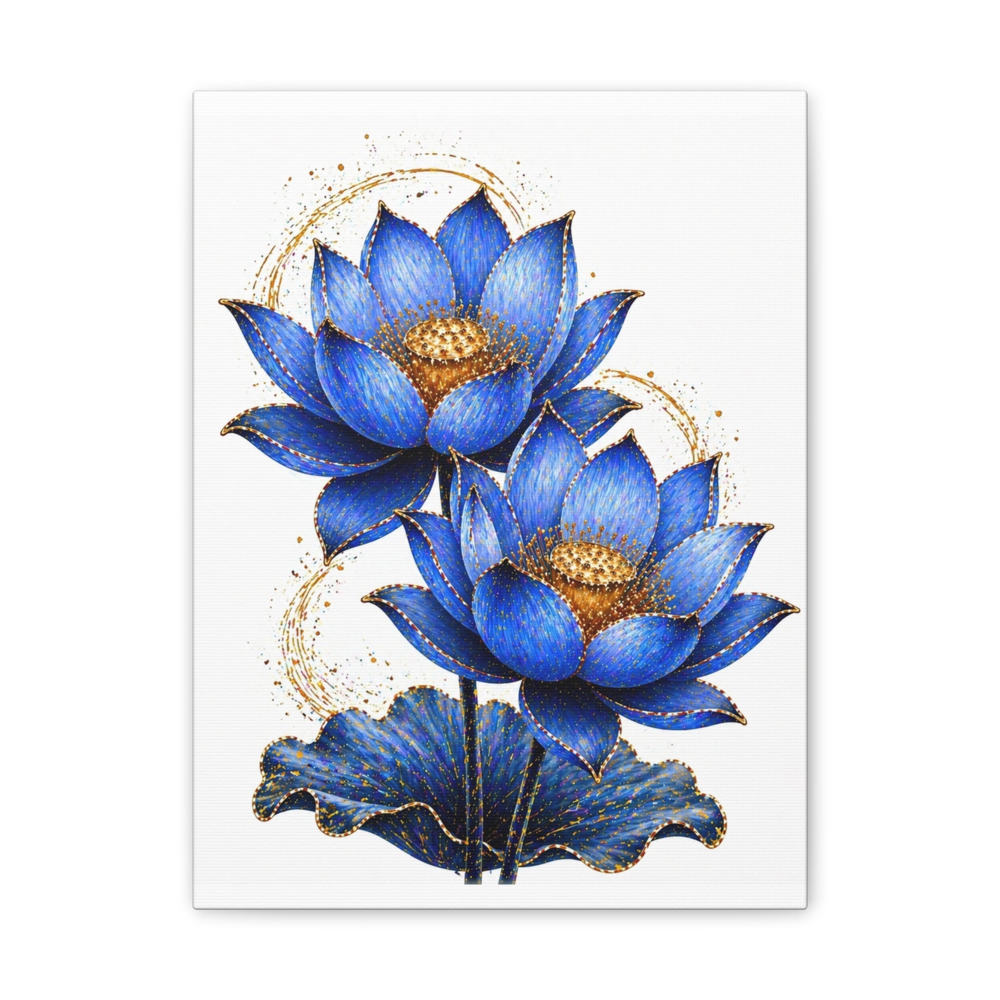 Blue Lotus Canvas Wall Art — Stretched 0.75" Botanical Print