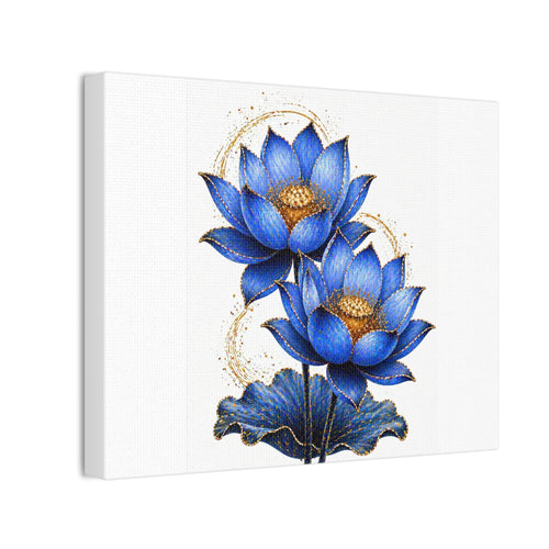 Blue Lotus Canvas Wall Art — Stretched 0.75" Botanical Print
