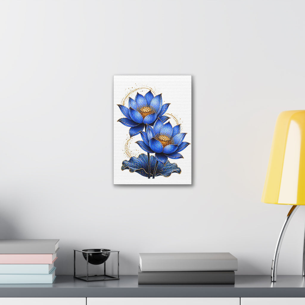 Blue Lotus Canvas Wall Art — Stretched 0.75" Botanical Print