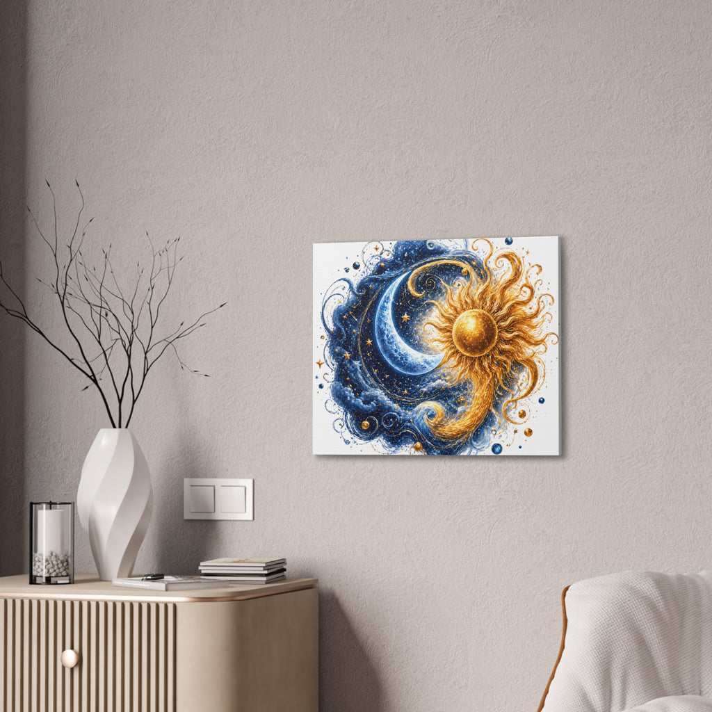 Sun and Moon Wall Art Canvas - Cosmic Celestial Painting
