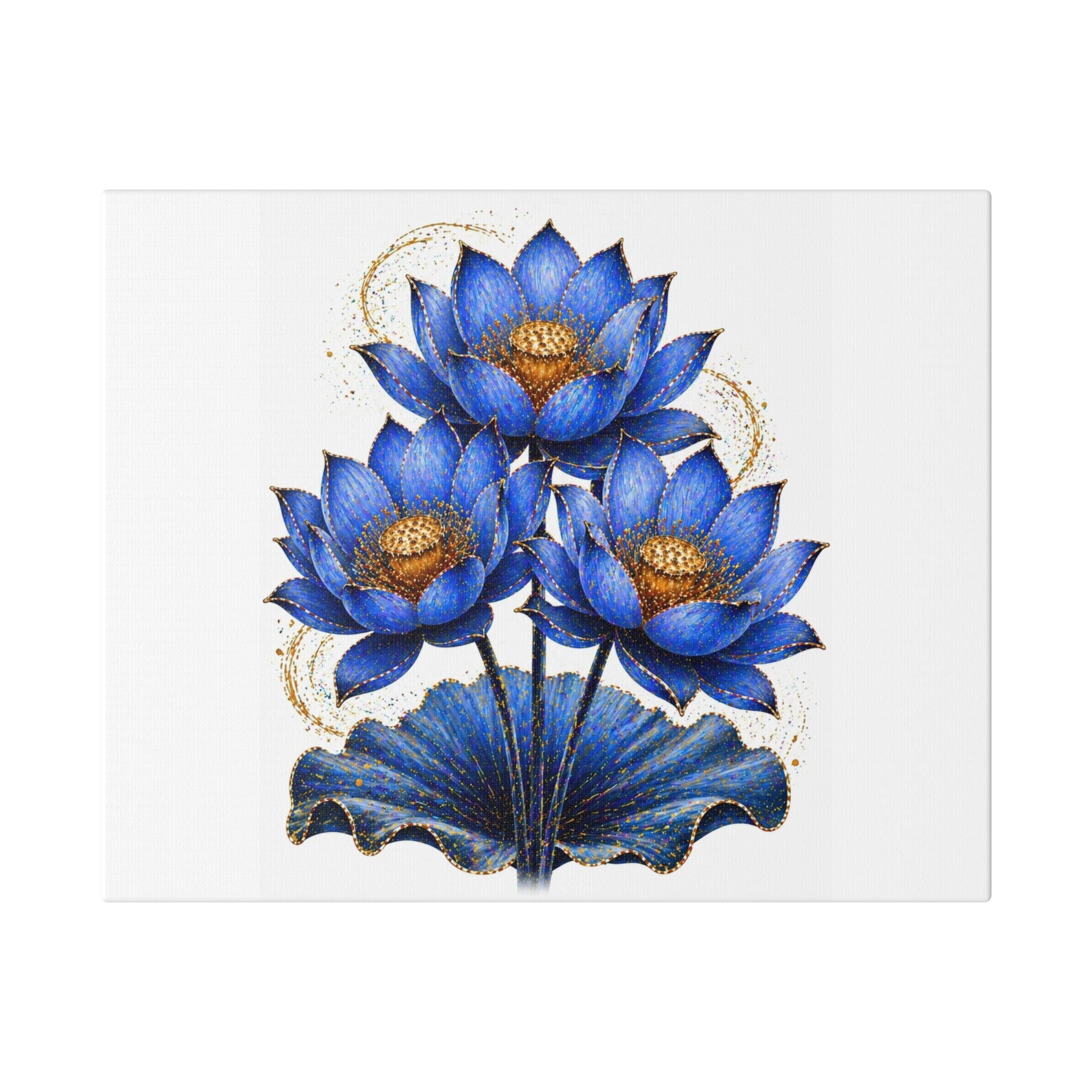 Blue Lotus Canvas Wall Art - Elegant Floral Stretched Canvas
