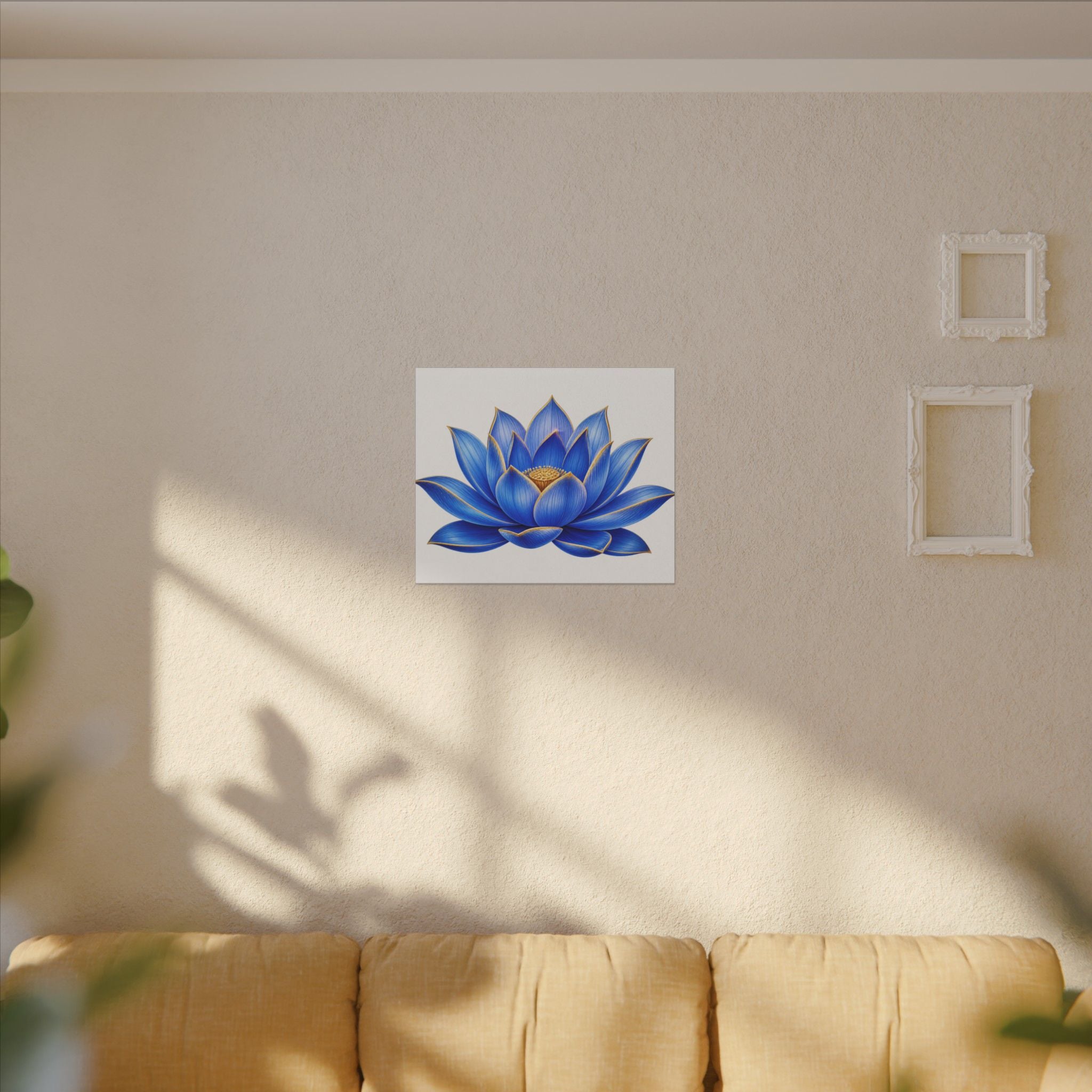 Blue Lotus Canvas Wall Art — Stretched Matte Floral Print