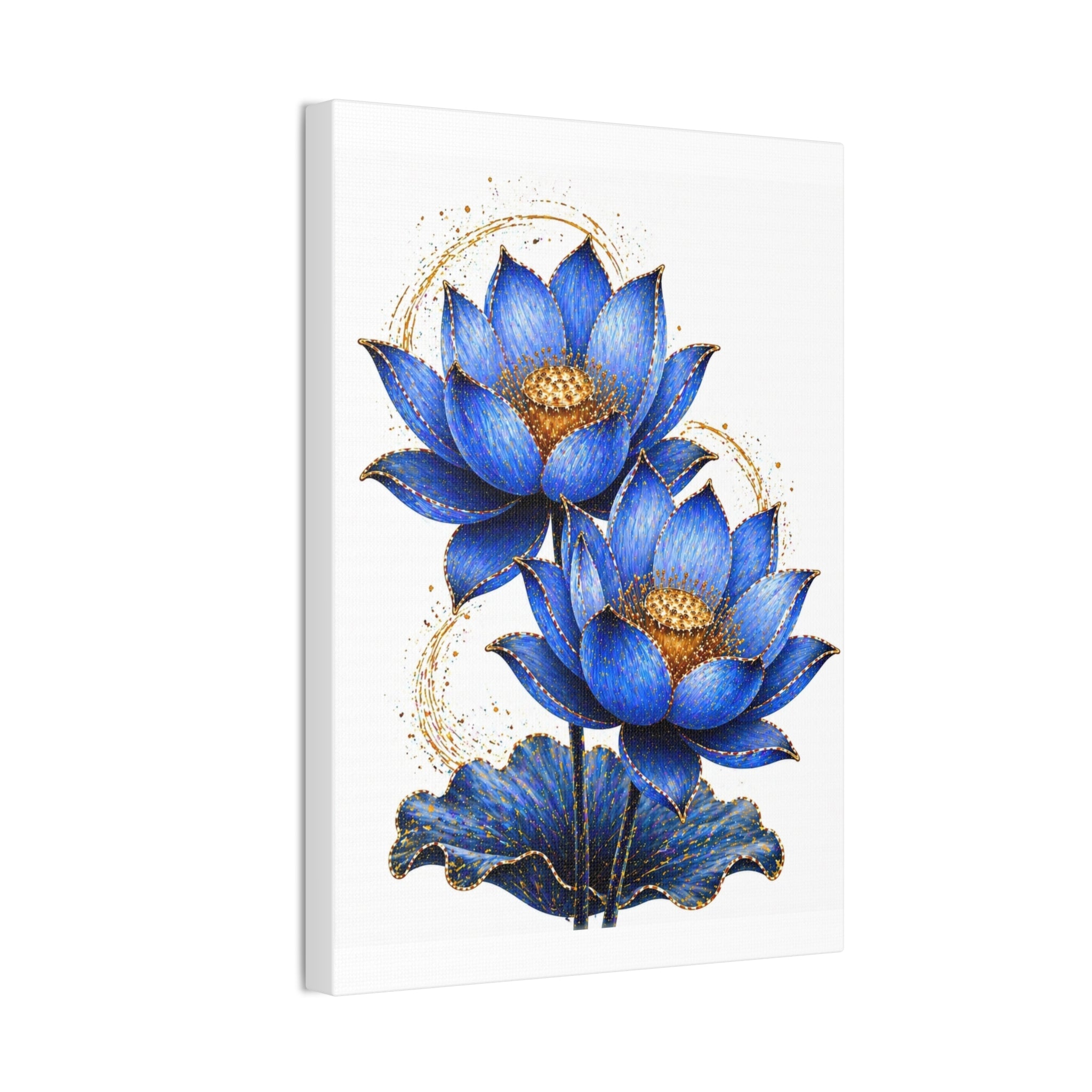 Blue Lotus Canvas Wall Art — Stretched 0.75" Botanical Print