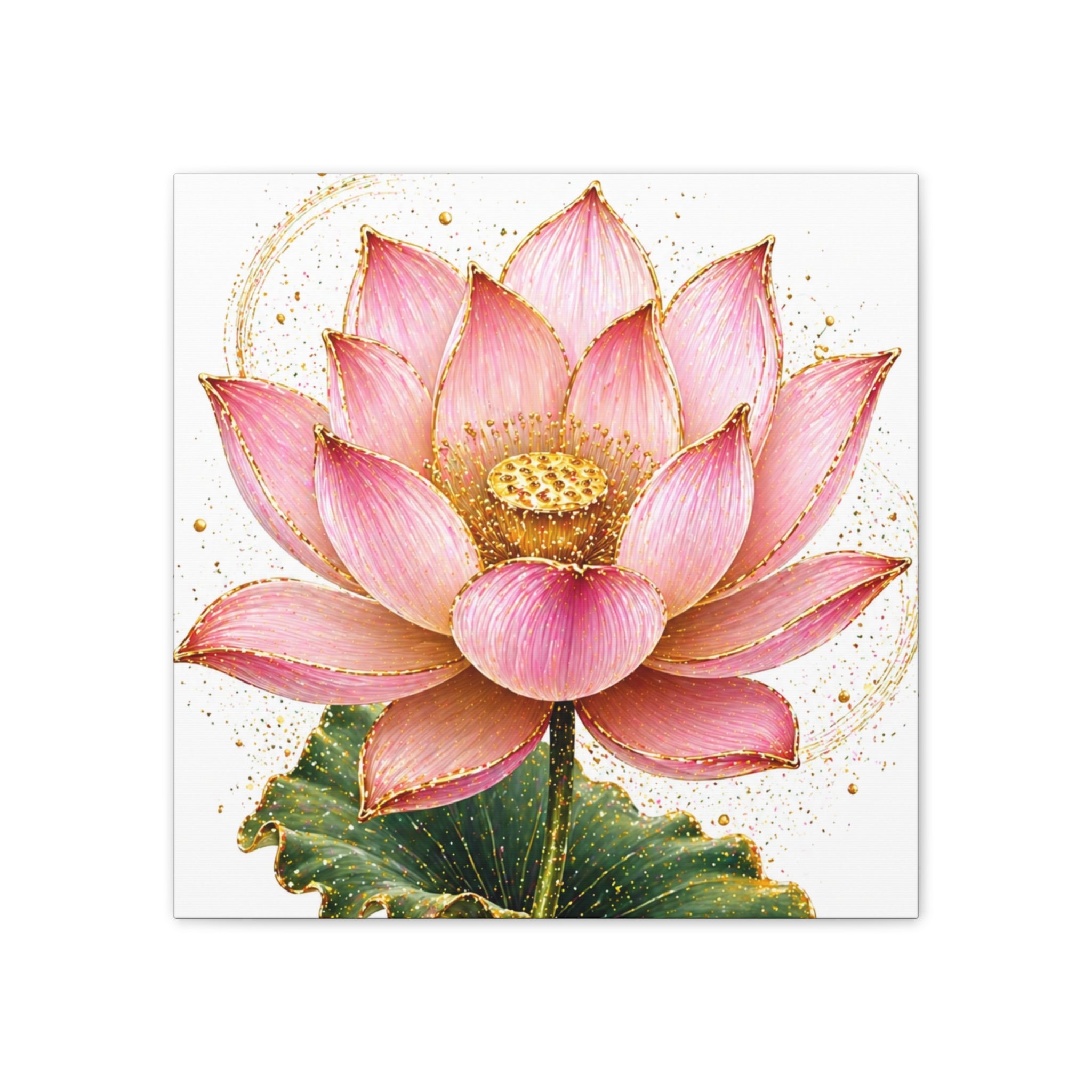 Pink Lotus Canvas Wall Art — Stretched Floral Canvas Print