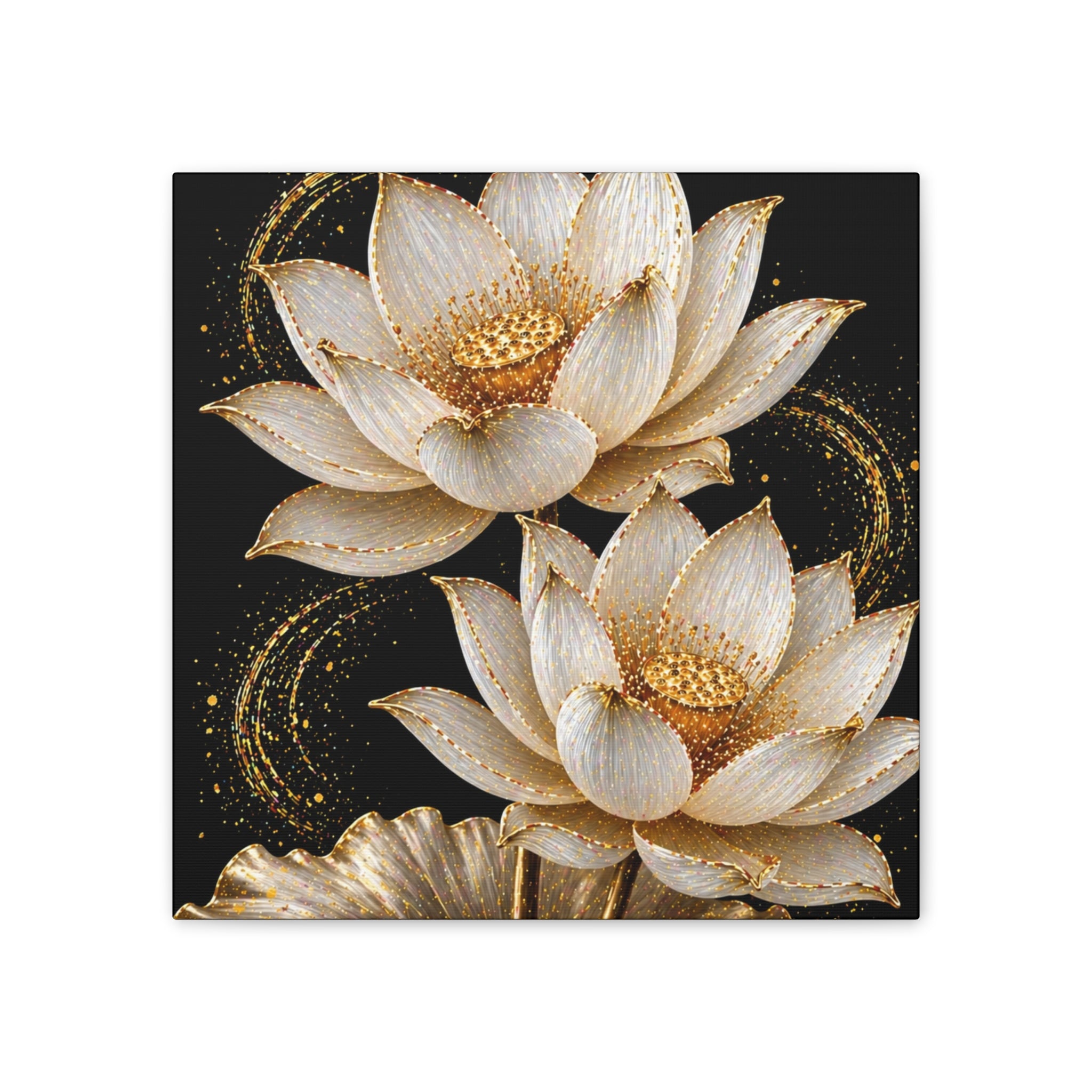 Golden Lotus Canvas Print — Elegant Floral Wall Art
