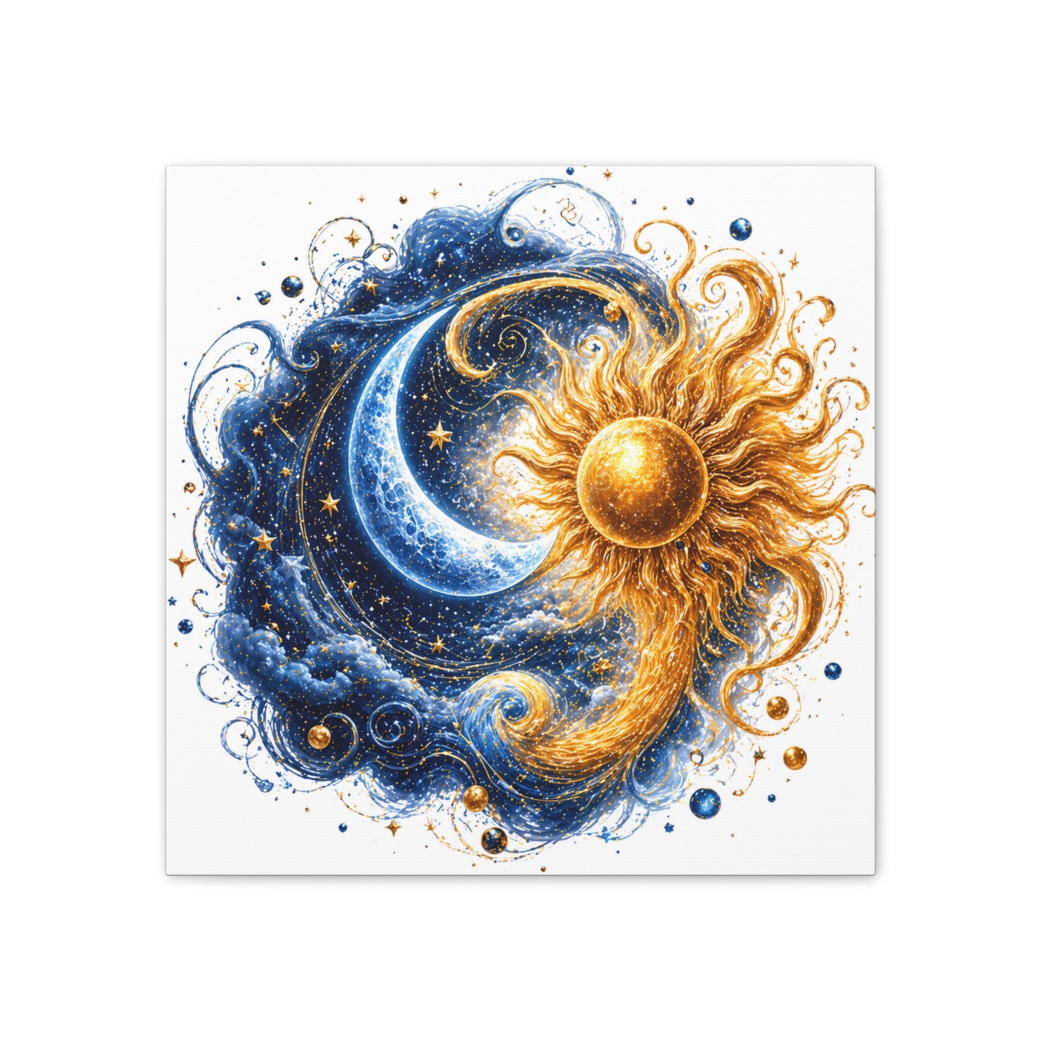 Sun and Moon Wall Art Canvas - Cosmic Celestial Painting